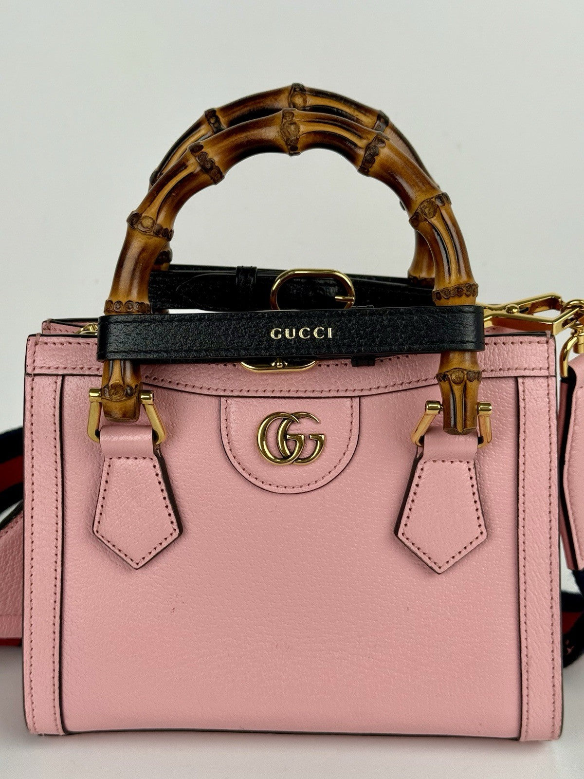 Gucci Bag Mini Diana Bamboo Handle Tote Pink Leather