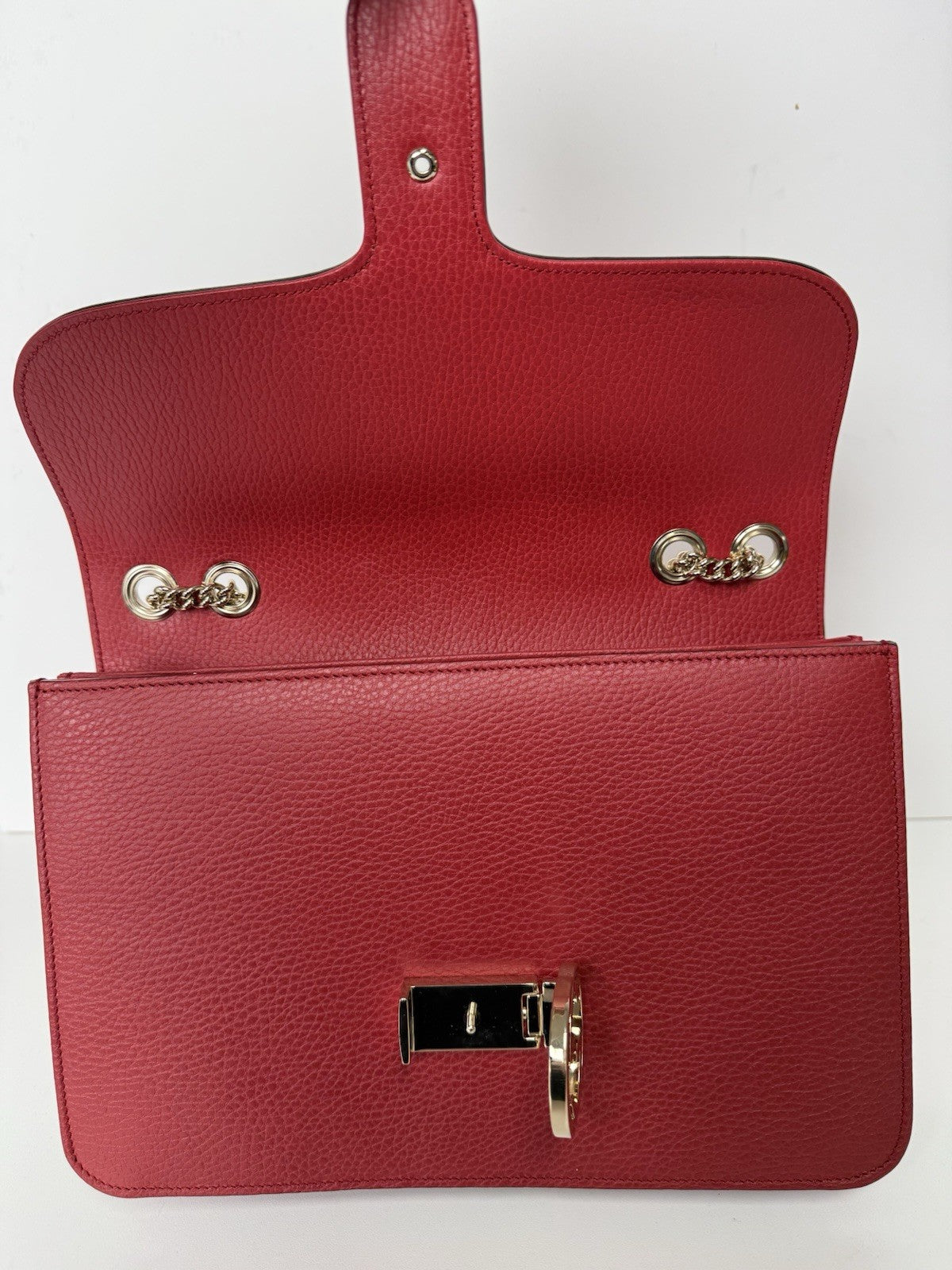 Gucci Interlocking G Red Leather Shoulder Women's Bag