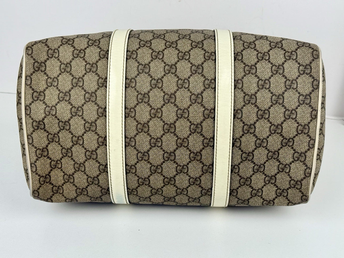 Gucci Joy Beige Strap Boston Bag Medium Brown Canvas
