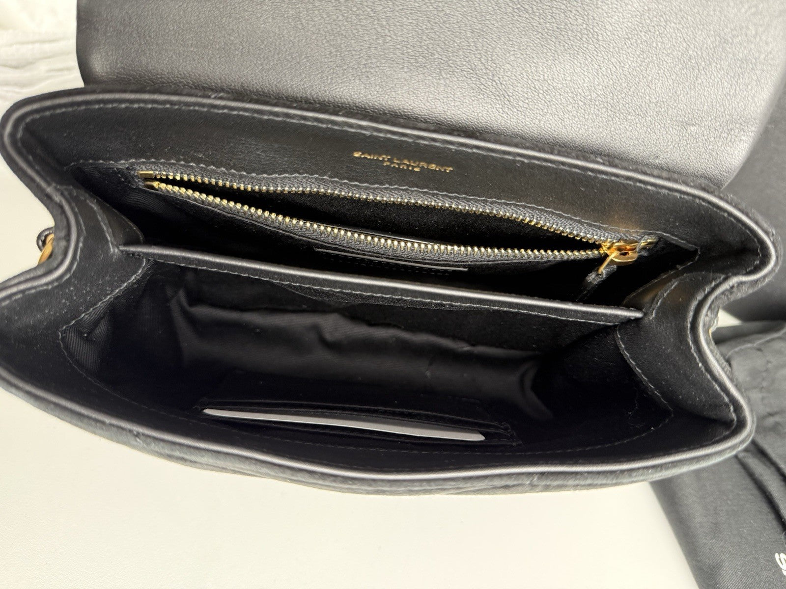 Saint Laurent Toy LouLou Shoulder Bag Matelasse Chevron Black Suede  Bag