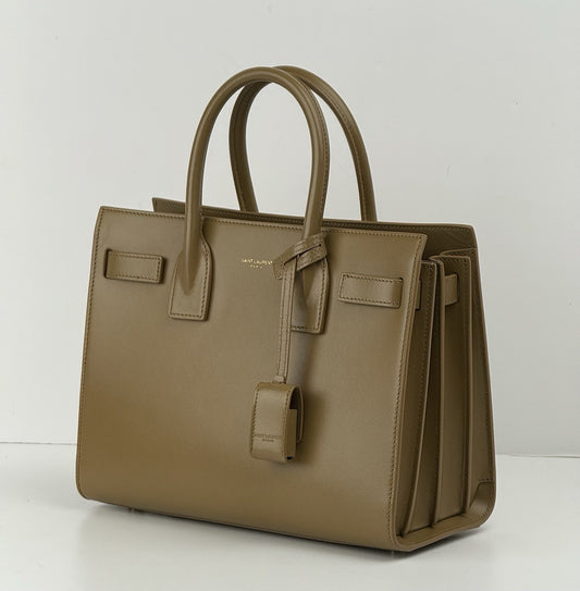 Saint Laurent Calfskin Baby Sac De Jour Taupe Bag