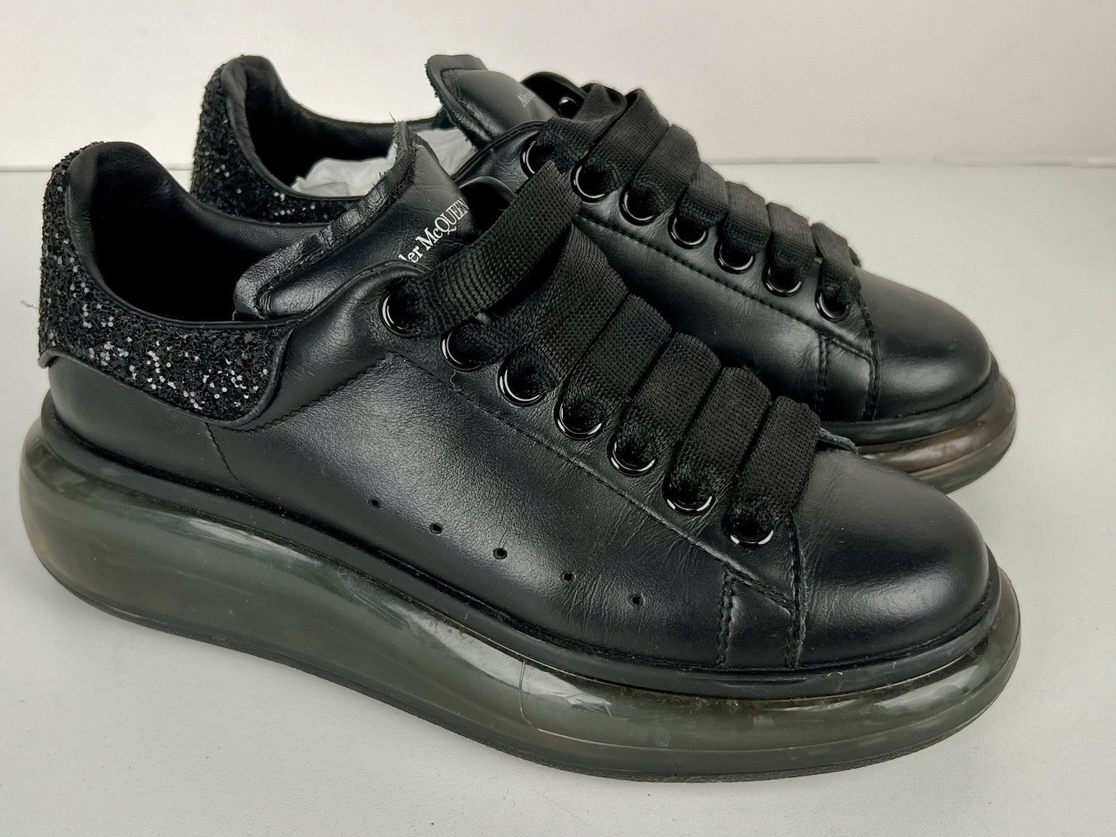 Alexander McQueen Sneakers Black Leather Size 36 Us 6,5