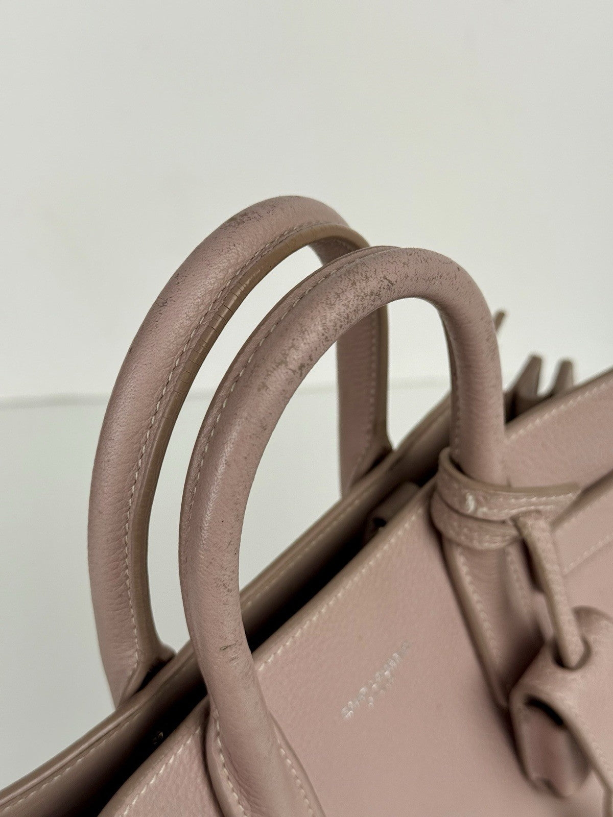 SAINT LAURENT Calfskin Leather Sac De Jour Rose