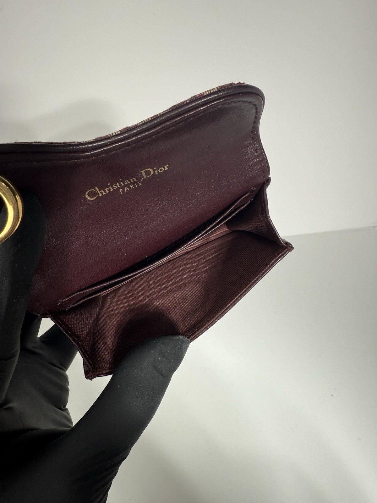 Dior Oblique Saddle Card Holder Bordeaux