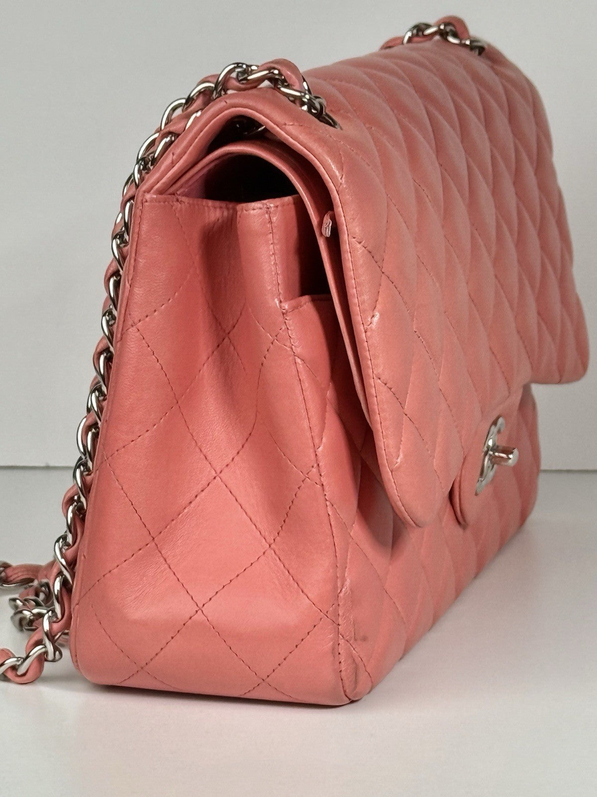 Chanel Jumbo Double Flap Calfskin Shoulder Bag Peach