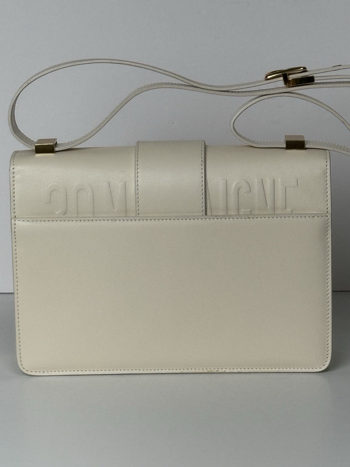 Dior White Leather 30 Montaigne Shoulder Bag