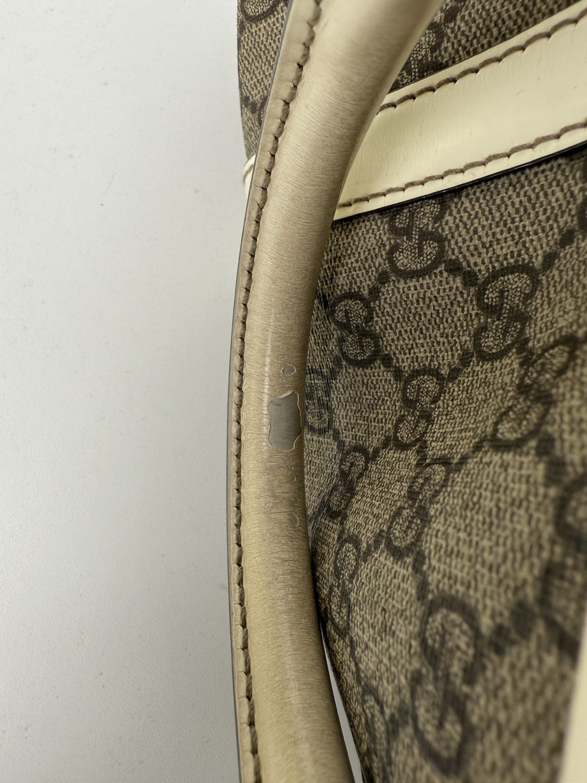 Gucci Joy Beige Strap Boston Bag Medium Brown Canvas