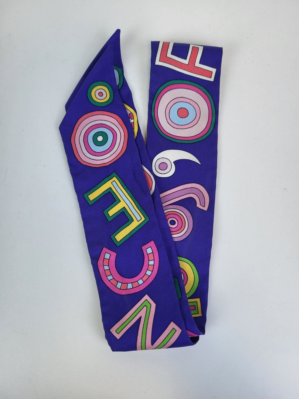 HERMES Twilly Scarf "Belles du Mexique" Silk Blue W/ Box