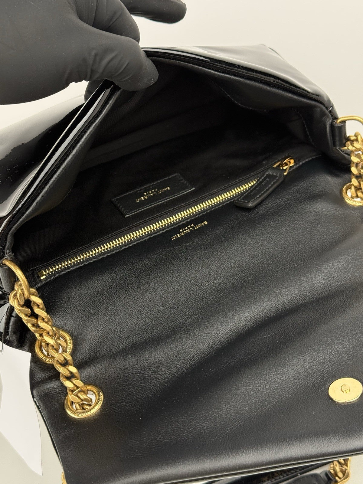 Saint Laurent Patent Calfskin Calypso Black Shoulder Bag