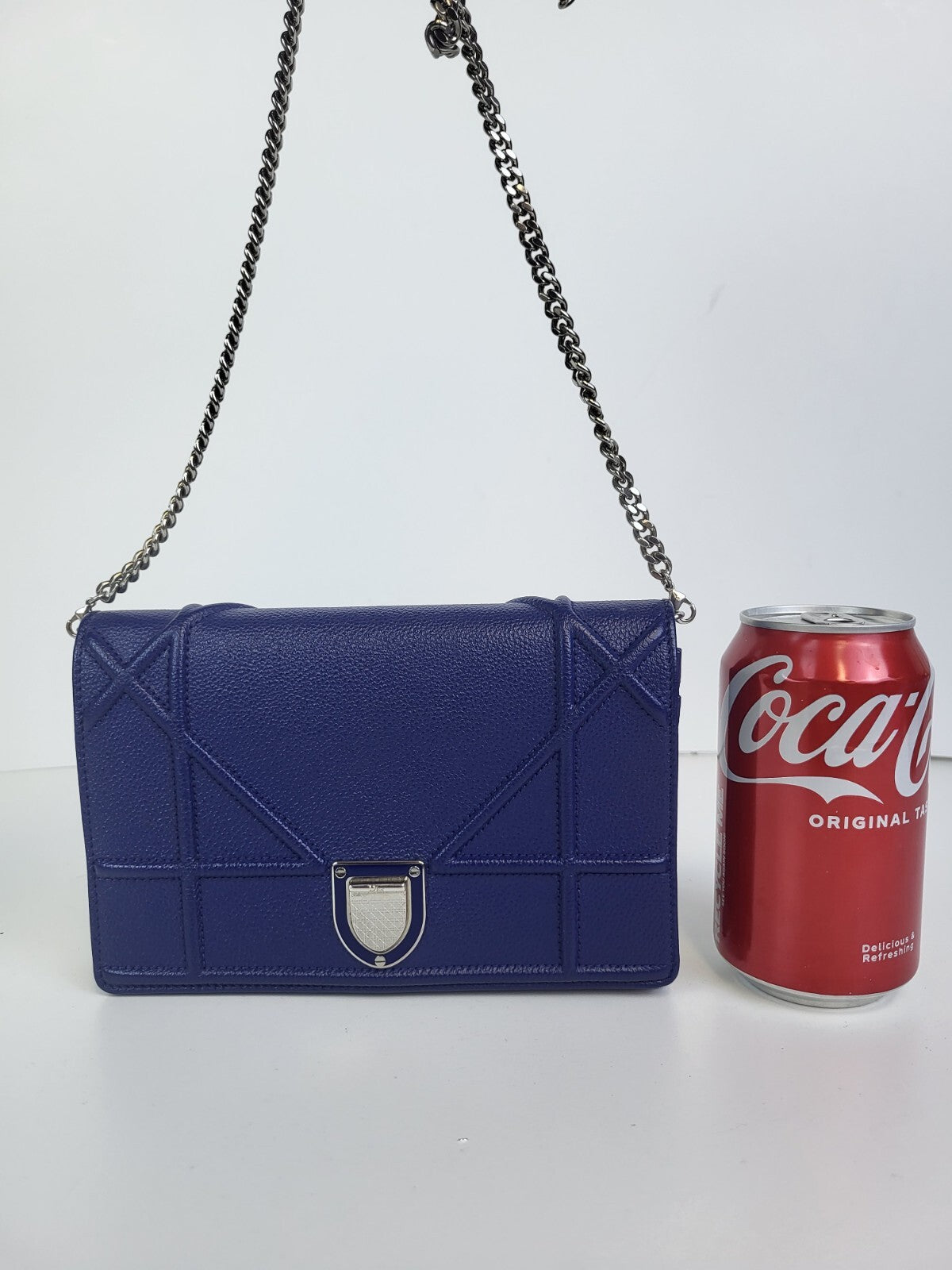 Christian Dior Diorama Wallet on Chain Blue Leather