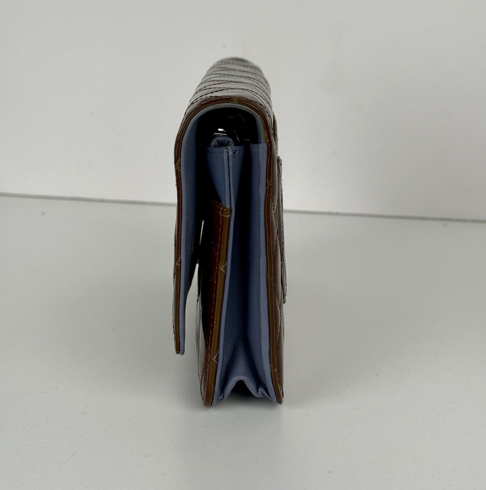 Chanel Patent Quilted Wallet On Chain WOC Burgundy