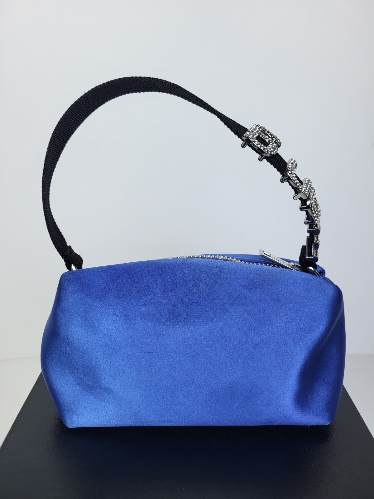 Alexander Wang Crystal-Embellished Satin Mini Bag Blue