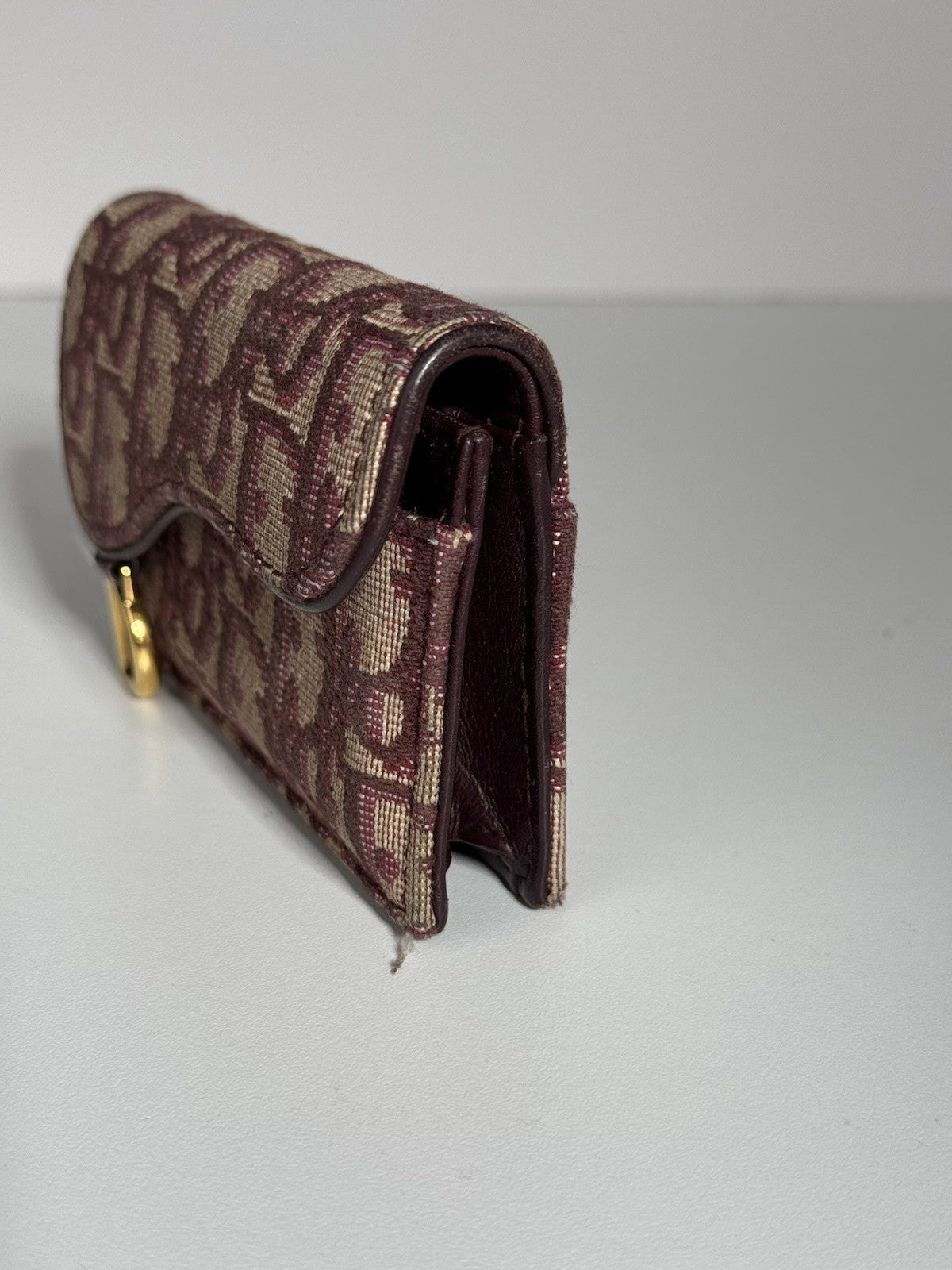 Dior Oblique Saddle Card Holder Bordeaux