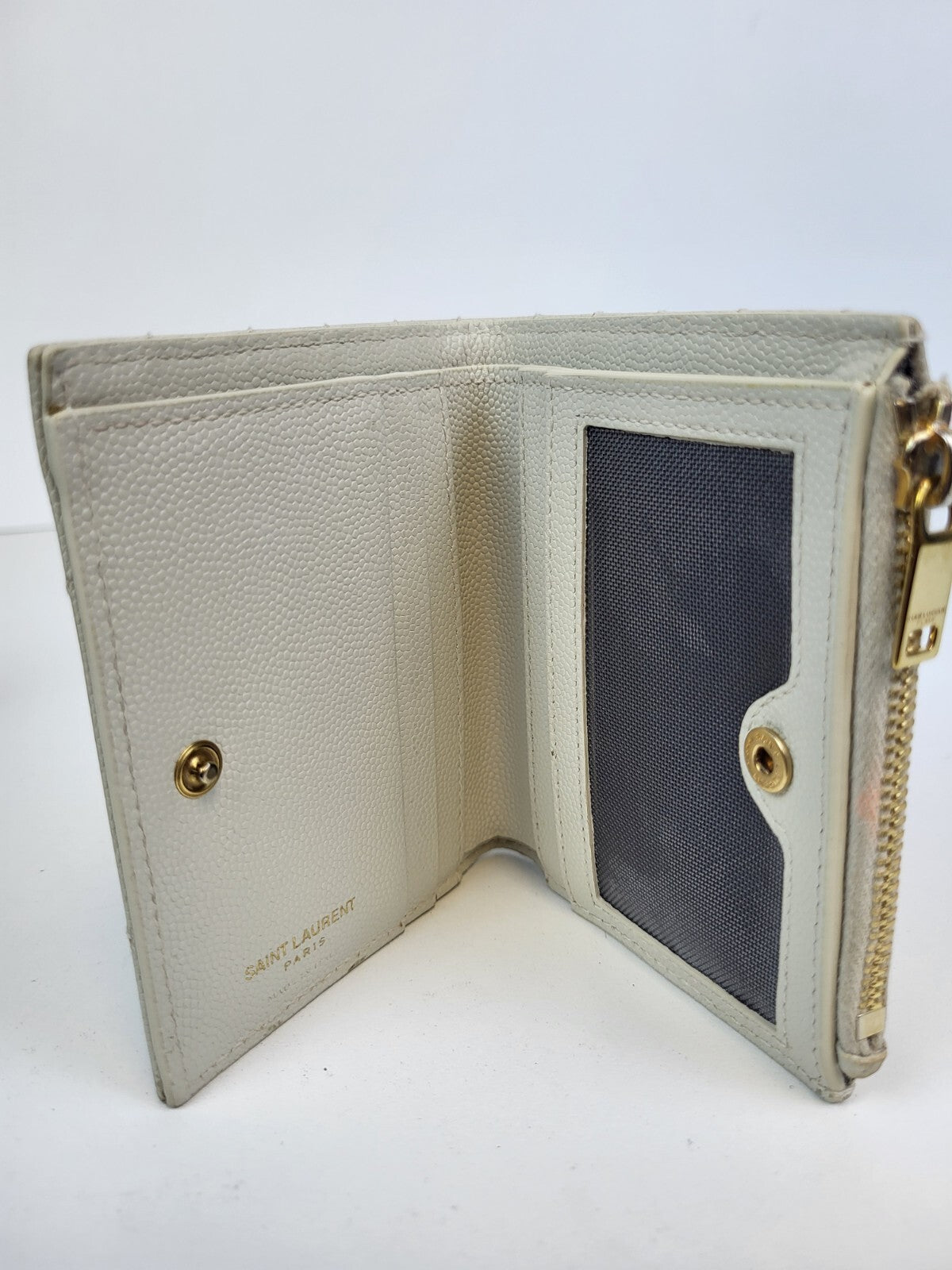 Saint Laurent Wallet Ivory Leather Small Wallet