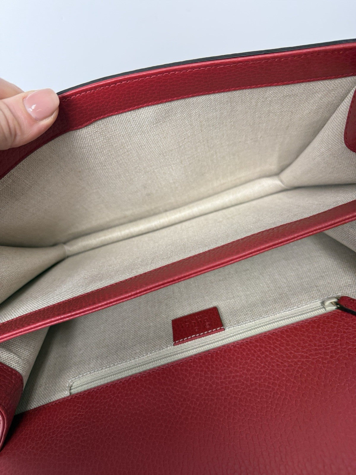 Gucci Interlocking G Red Leather Shoulder Women's Bag