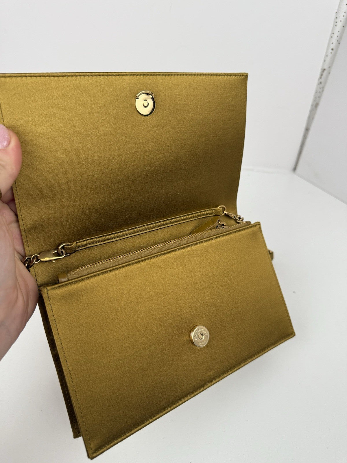 Saint Laurent Kate Tassel Satin Wallet on Chain