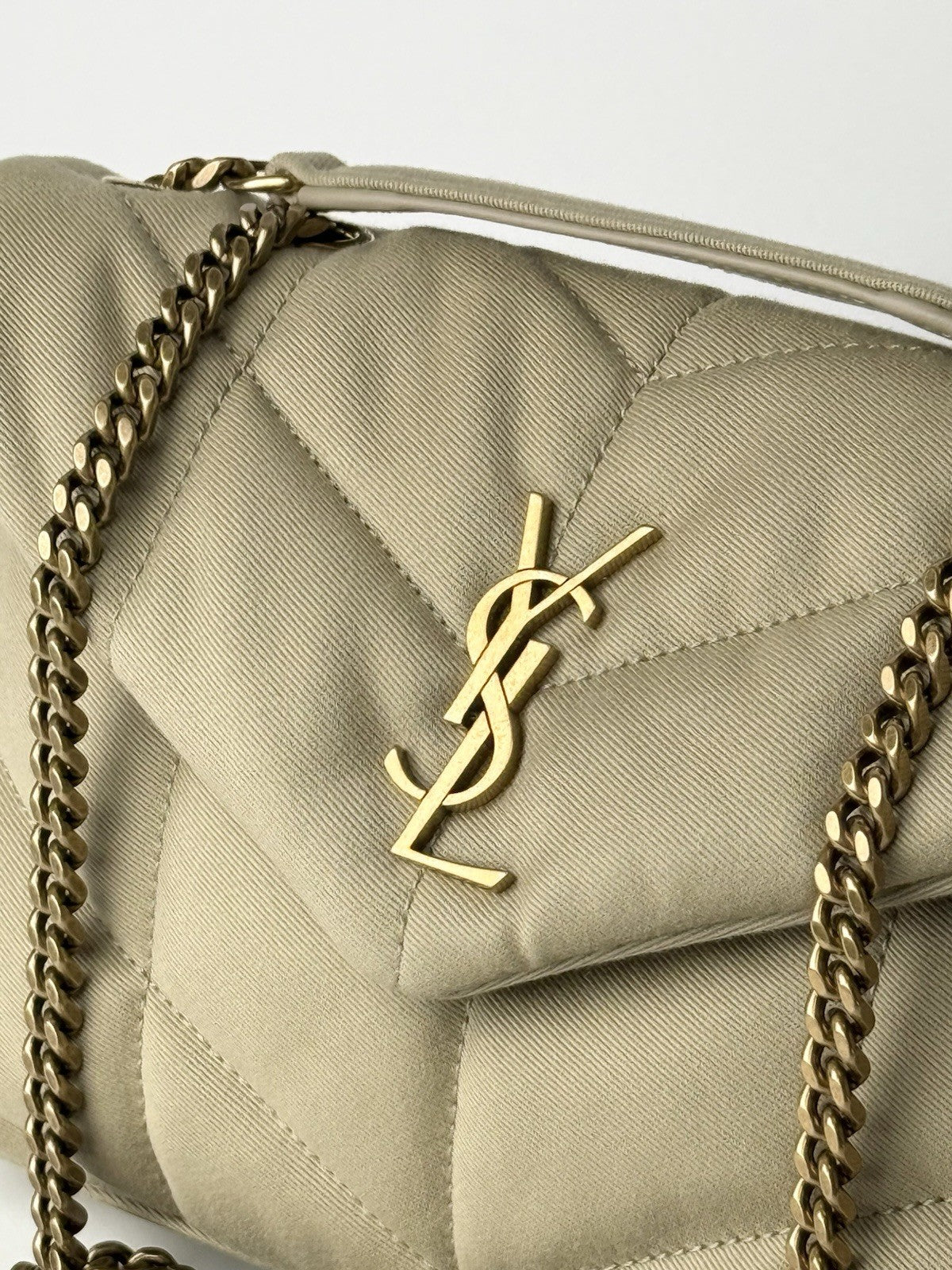 SAINT LAURENT Puffer Toy Shoulder Bag Beige