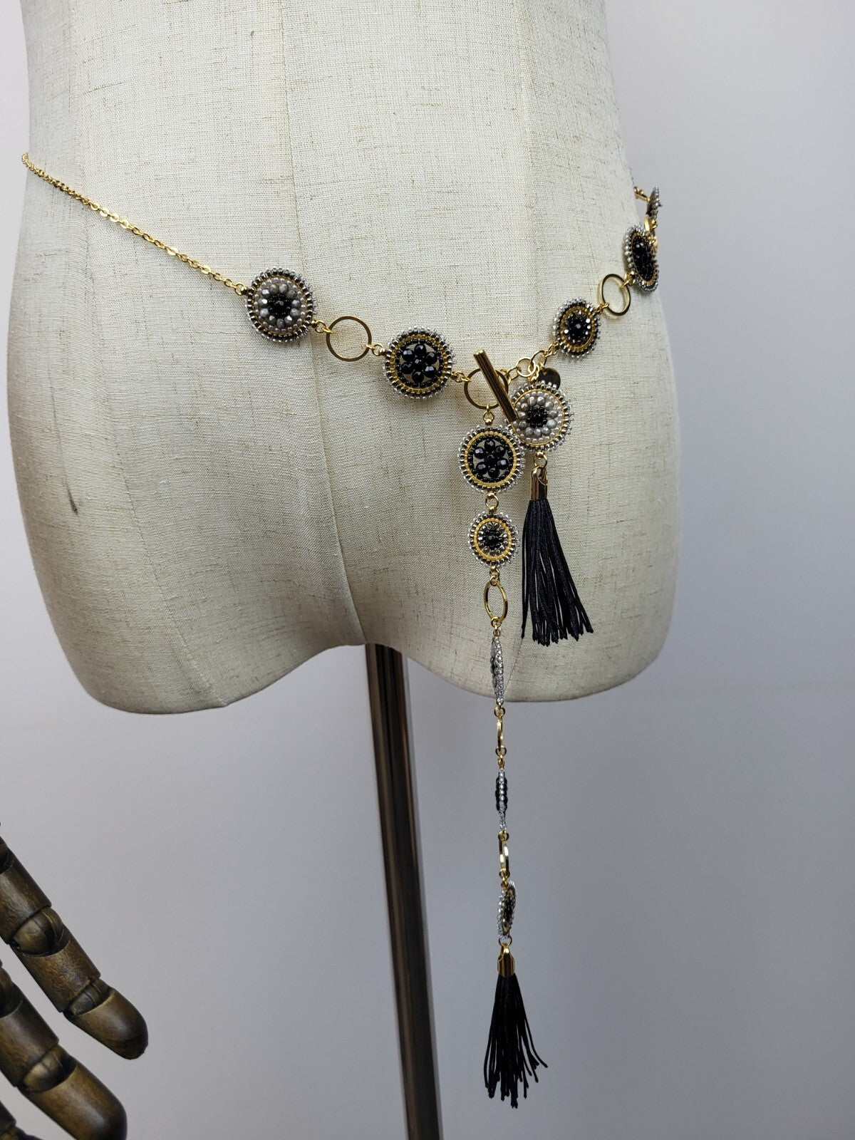 Waist Chain Belt Gold Black For Women 40in