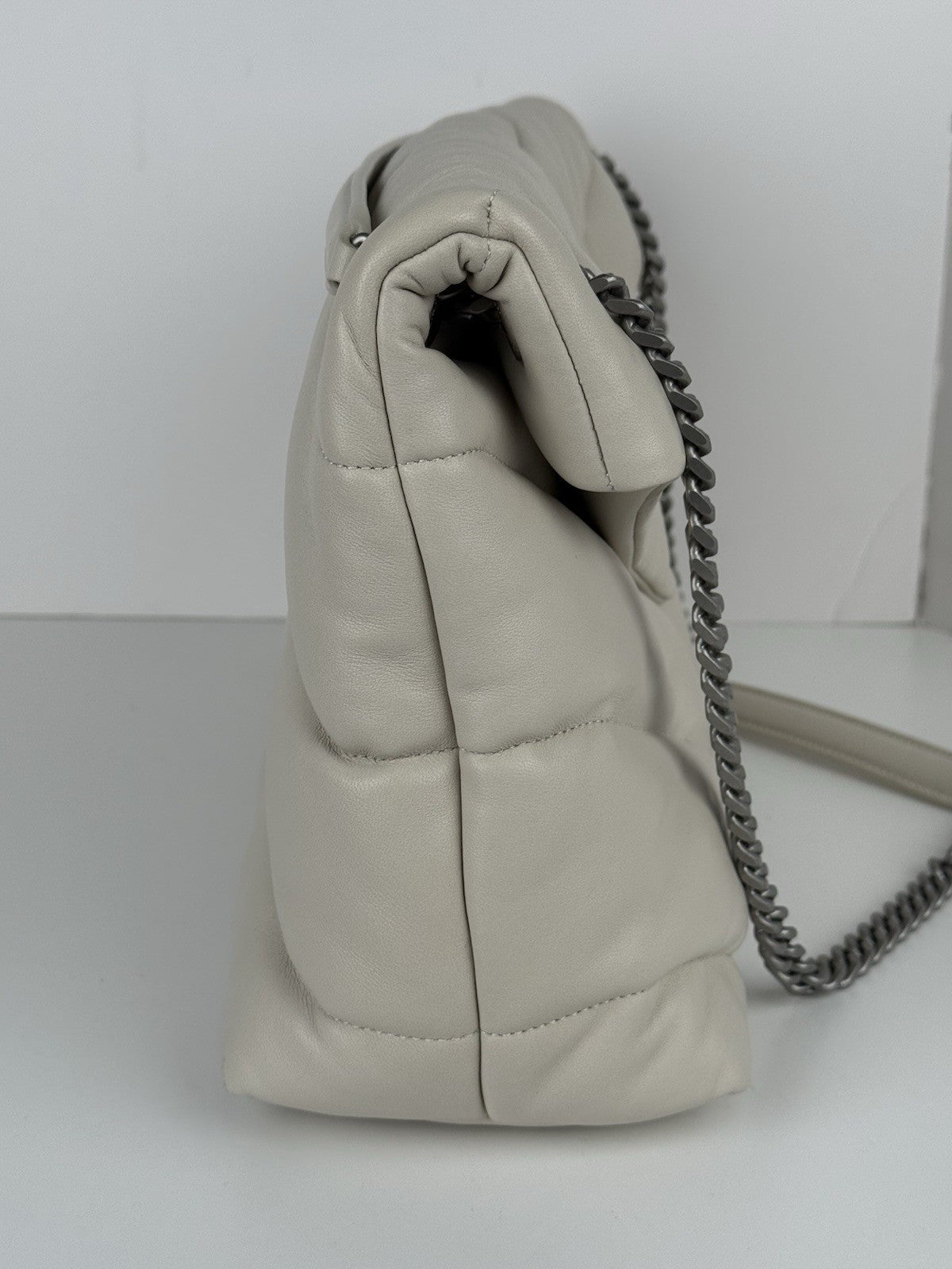 Saint Laurent LouLou Puffer Medium Shoulder Bag in White