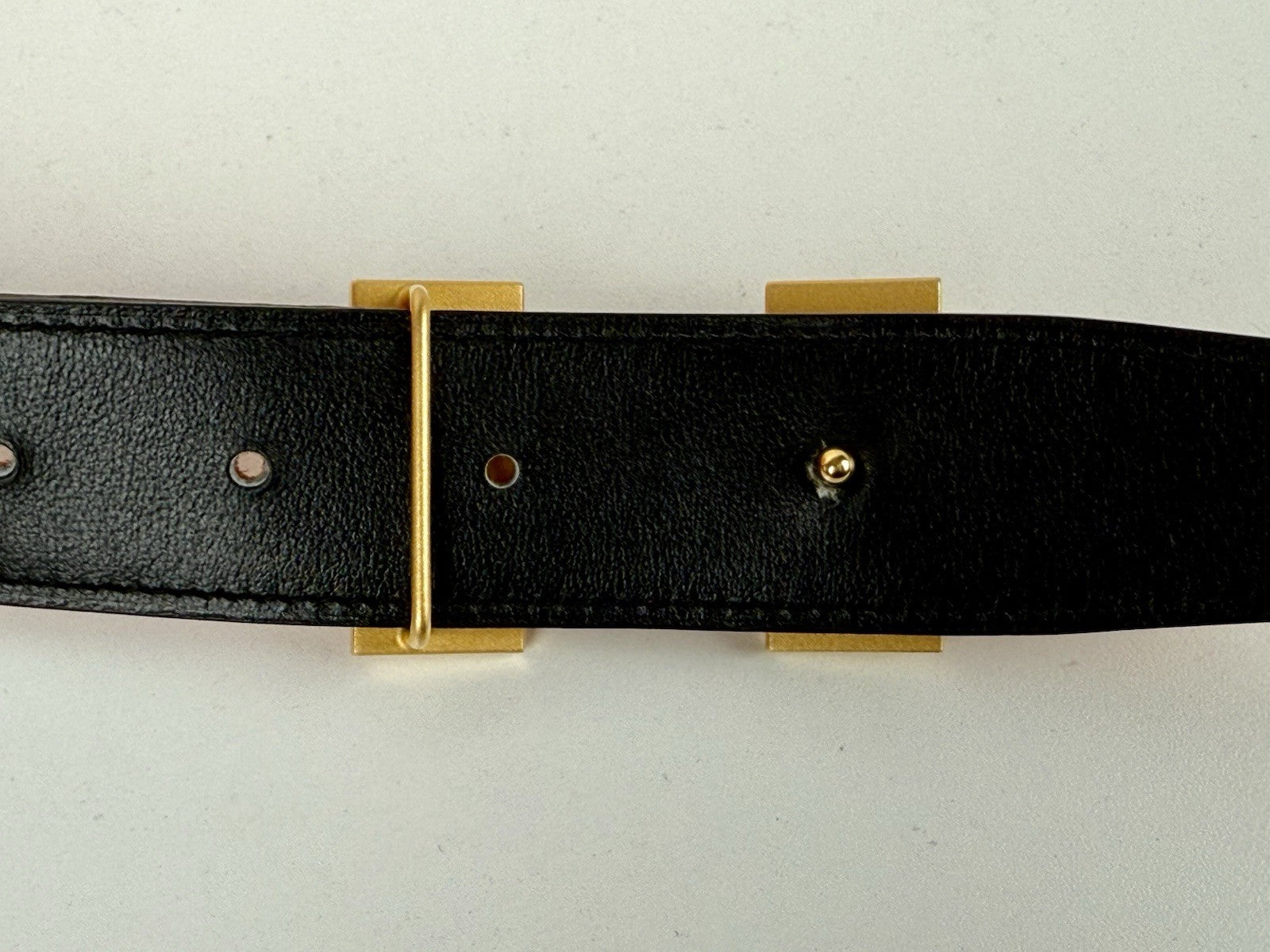 Hermes Reversable Leather Belt With Gold Buckle