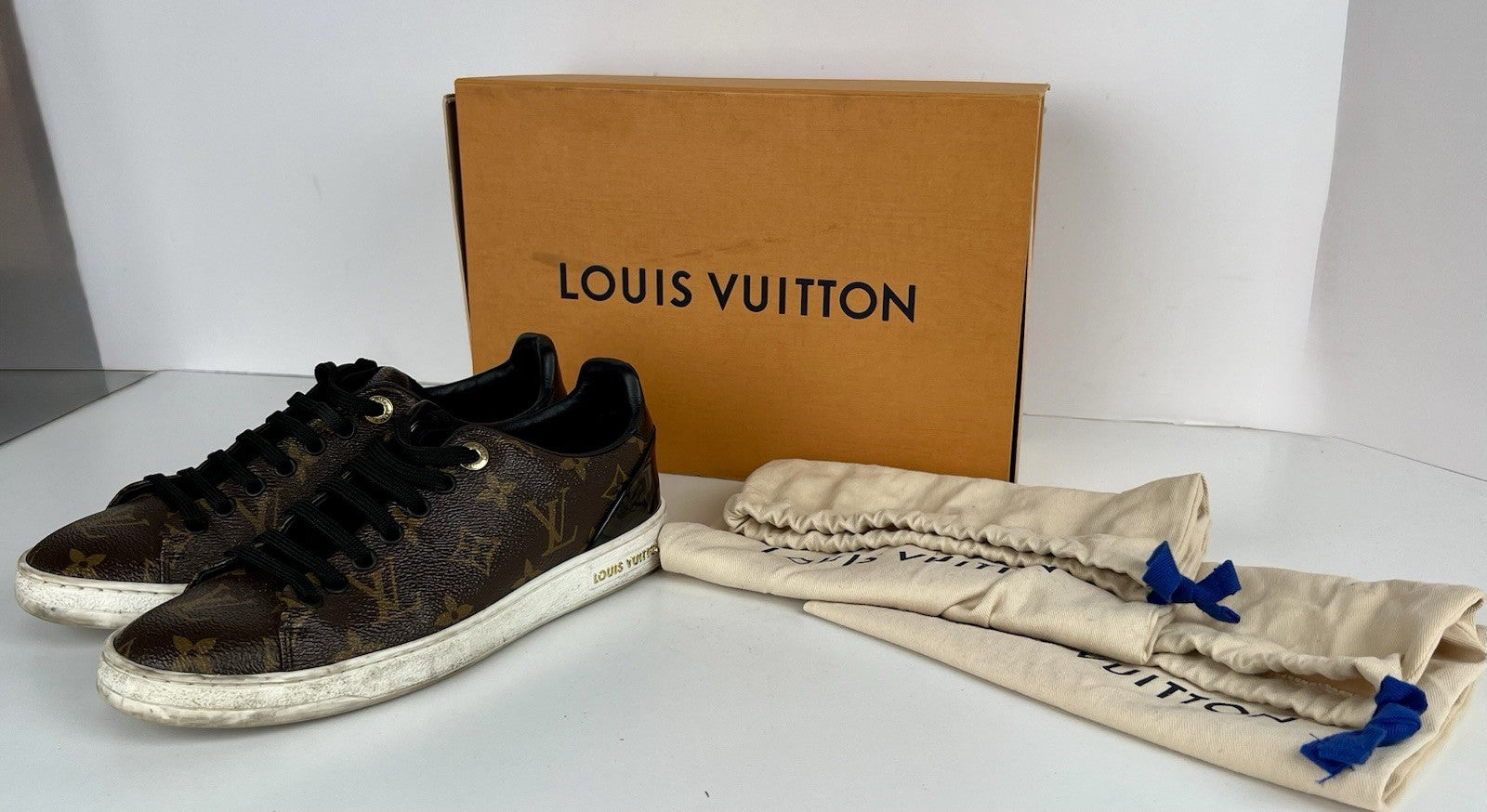 Louis Vuitton Monogram Canvas Patent Leather Front Row Sneakers - Size 37