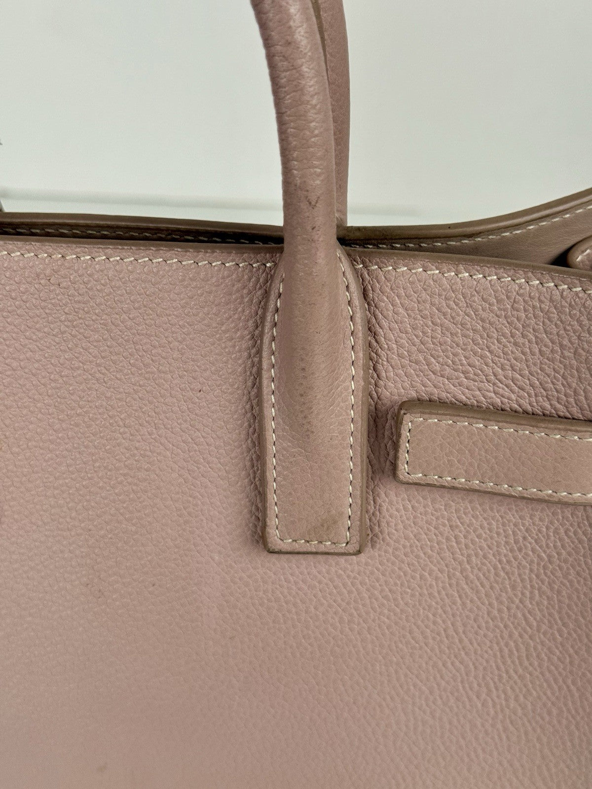 SAINT LAURENT Calfskin Leather Sac De Jour Rose
