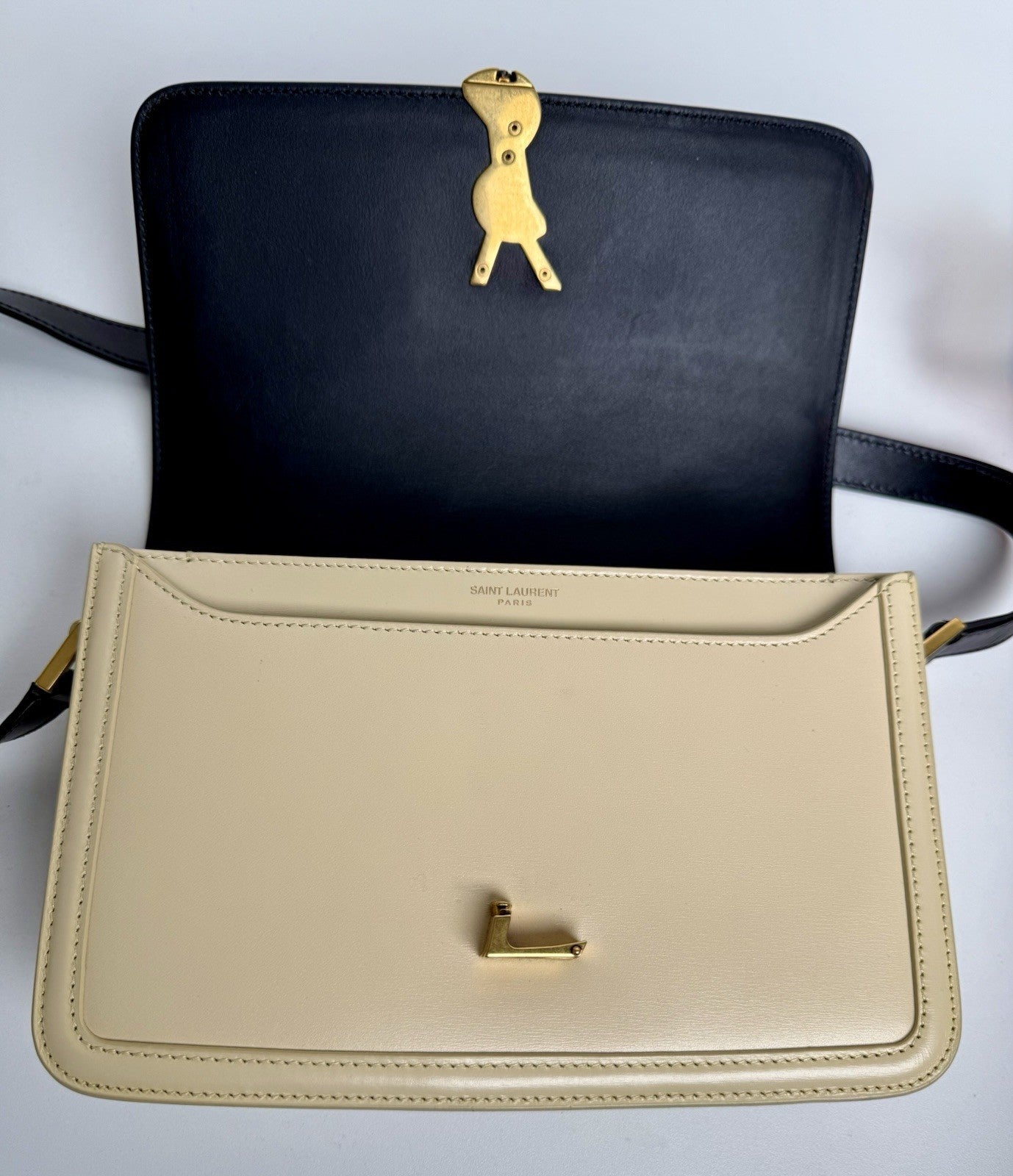 Saint Laurent Leather Monogram Color Blocked Shoulder Bag