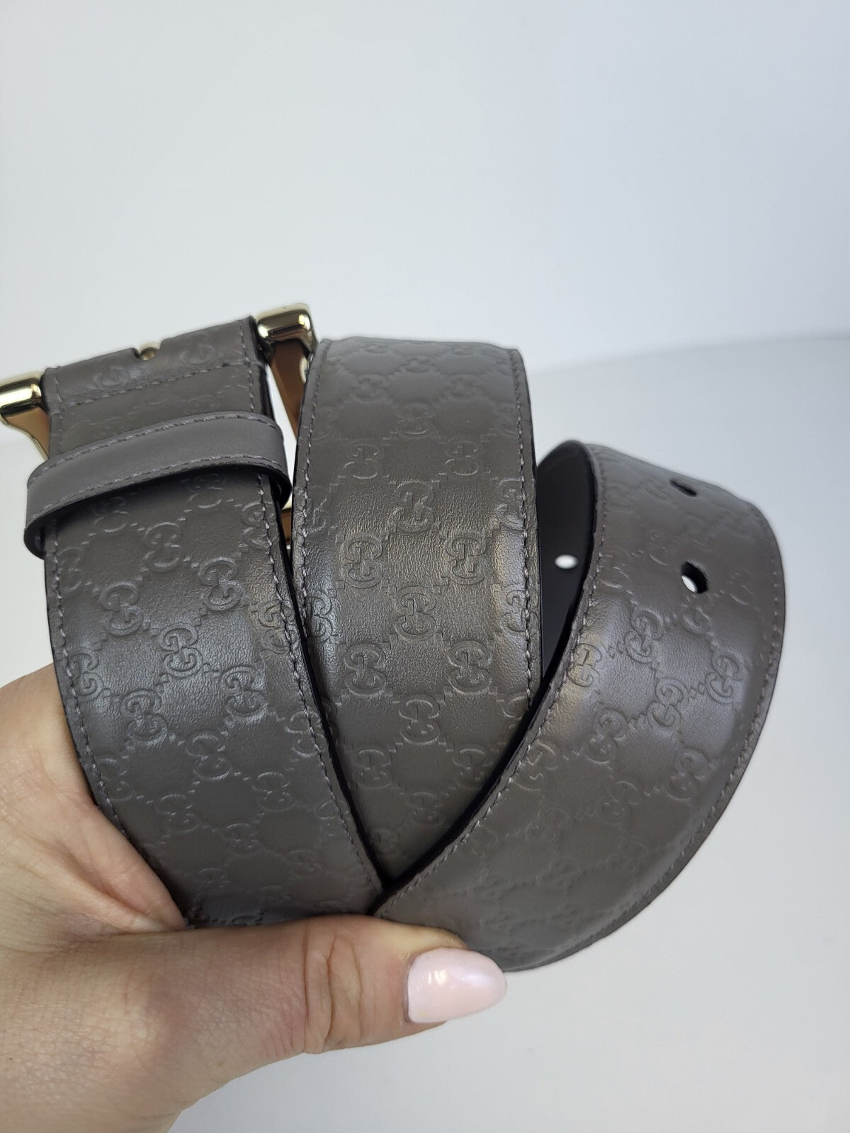 Gucci Belt Gray Monogram Leather 75/30