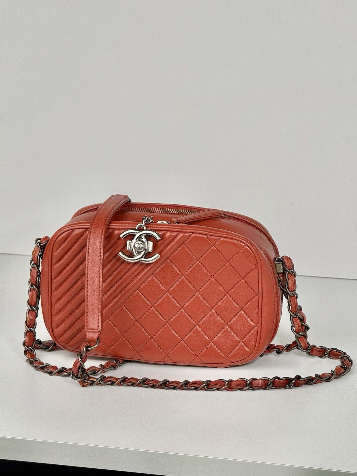 Chanel Coco Boy Quilted Leather Mini Bag Red