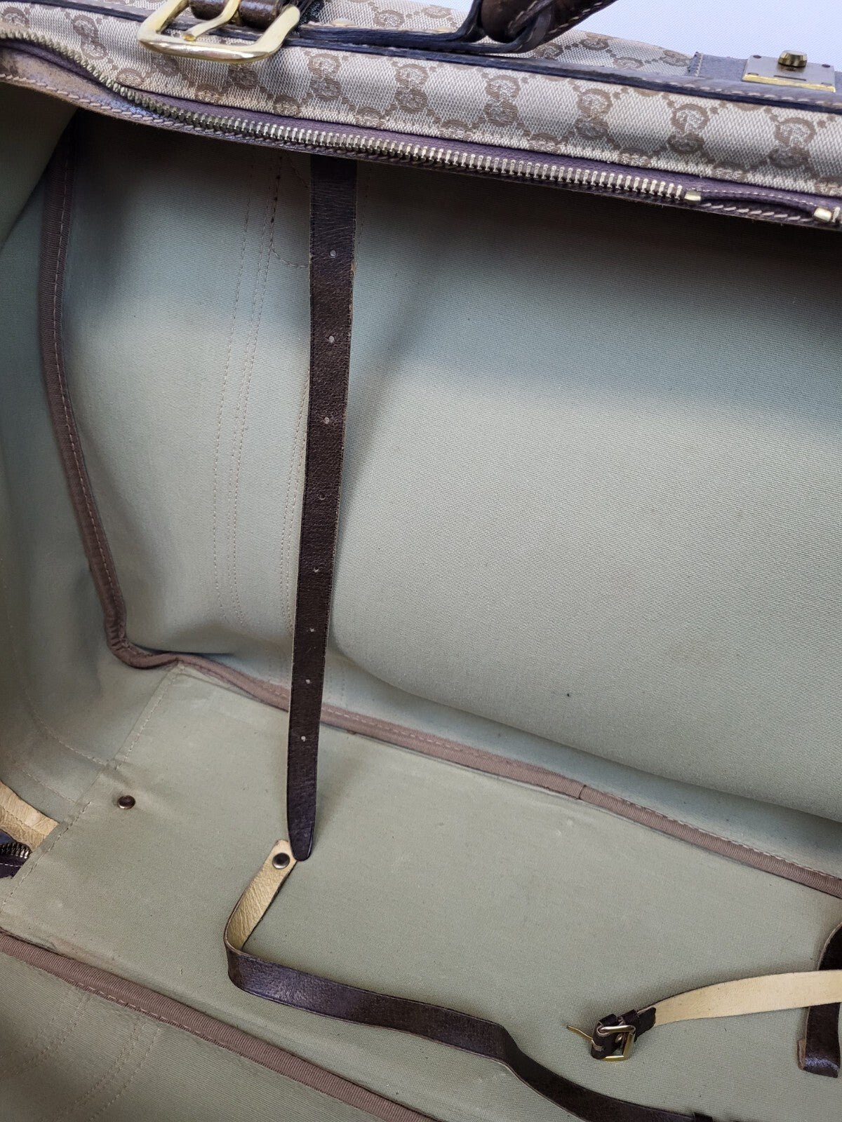 Gucci Vintage Travel Bag Suitcase Monogram Brown Canvas