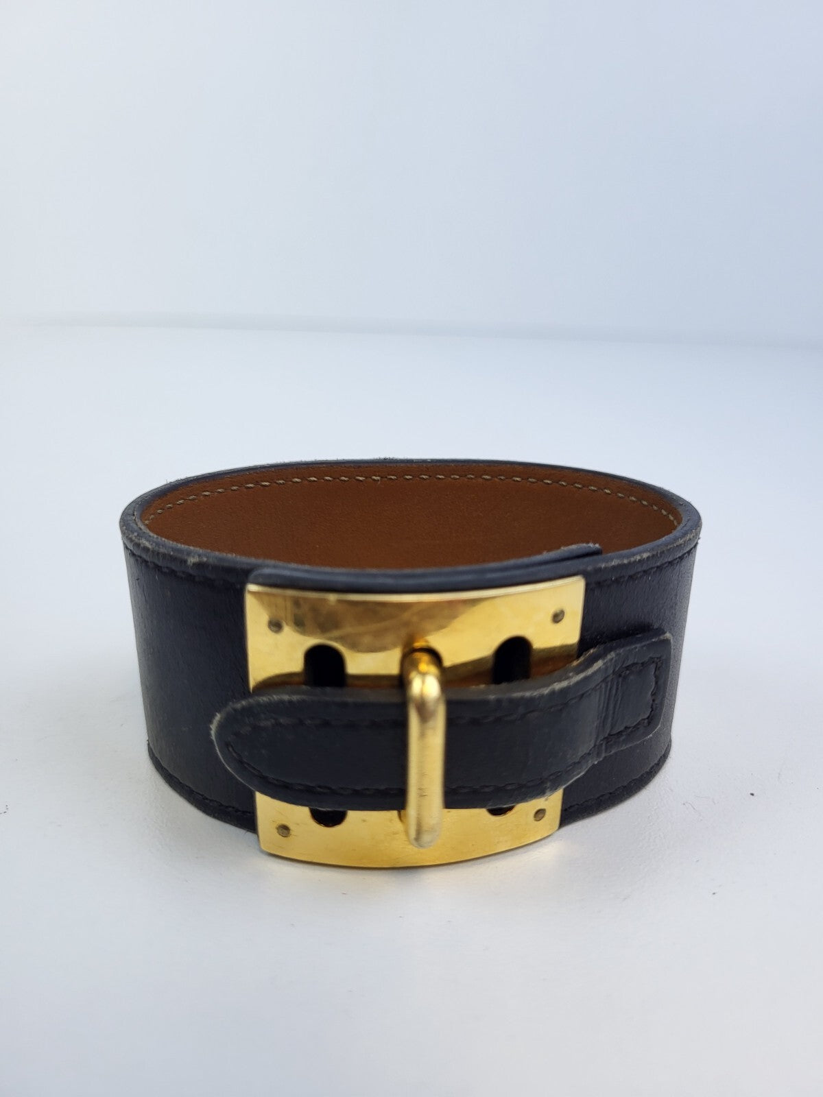 Hermès Leather Intense Wrap Bracelet Black Gold