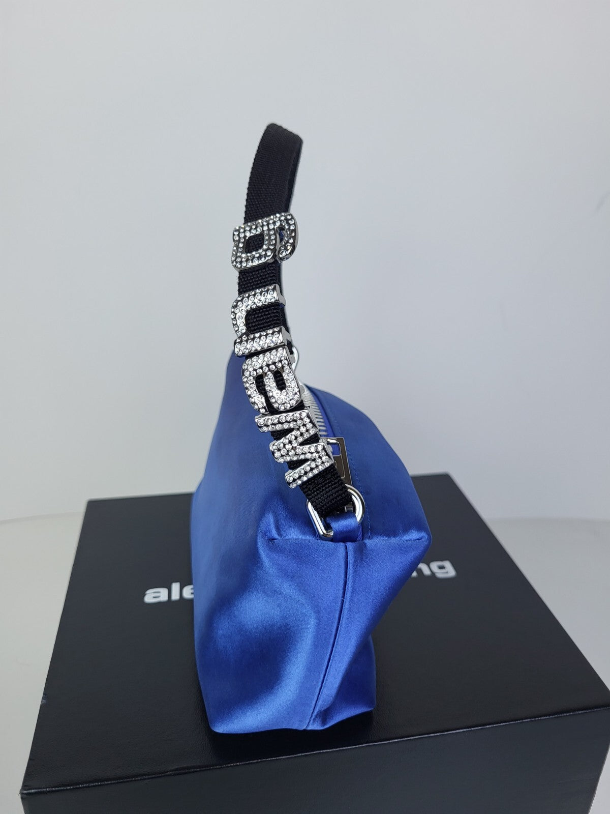 Alexander Wang Crystal-Embellished Satin Mini Bag Blue