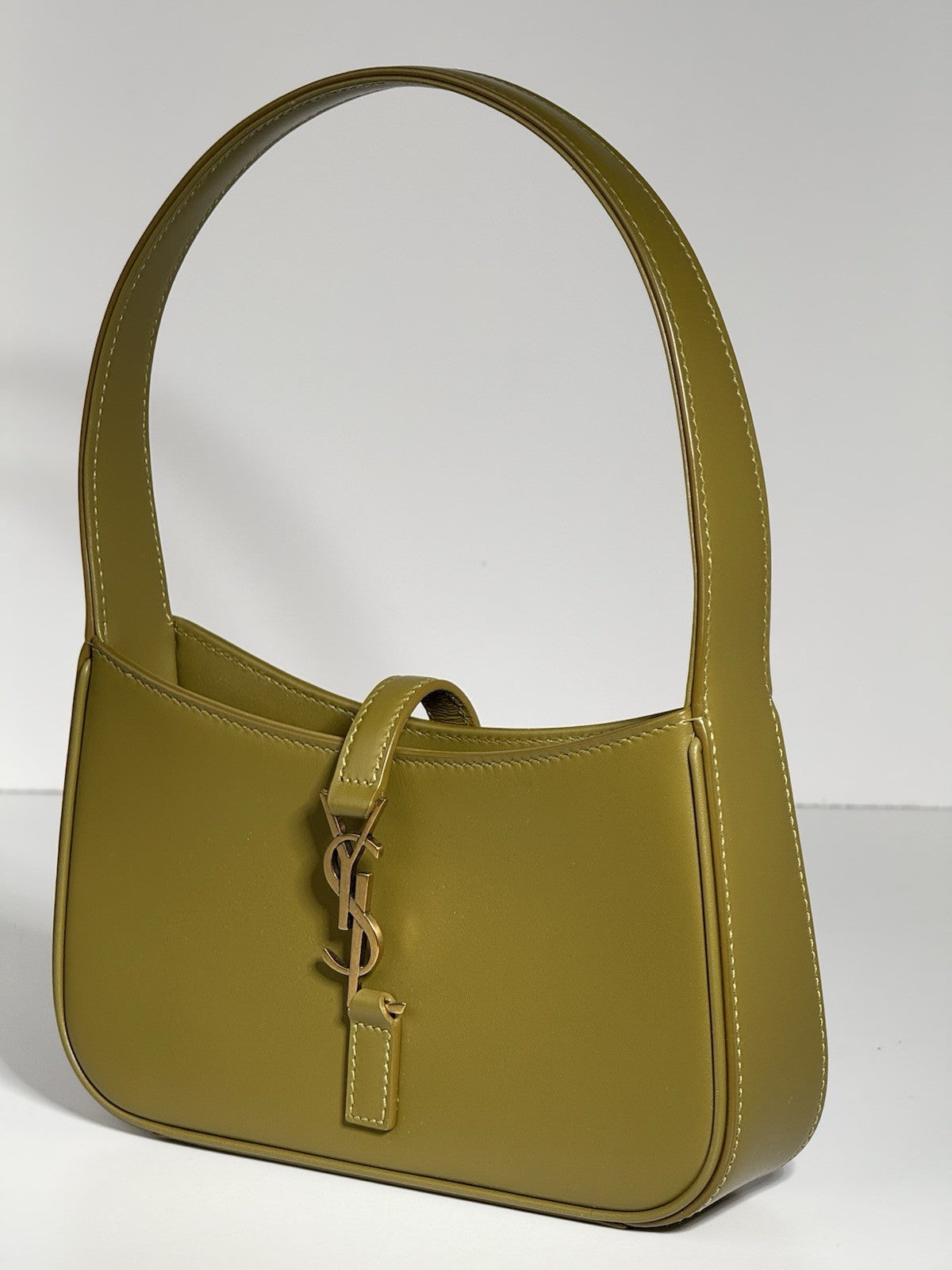 Saint Laurent Olive Smooth Calfskin Mini Le 5 À 7 Hobo
