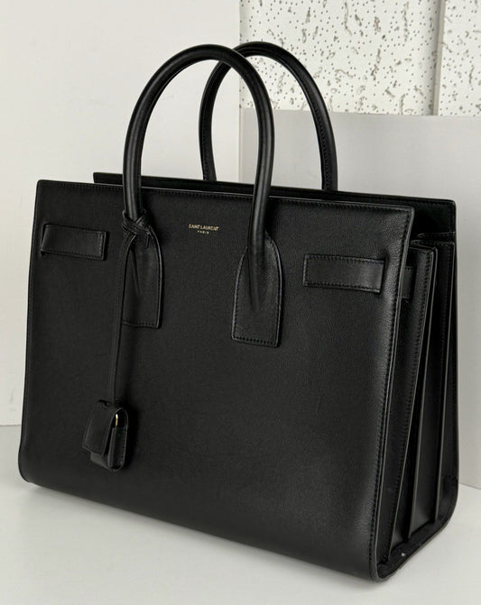Saint Laurent Sac de Jour Large Leather Women's Bag in Black
