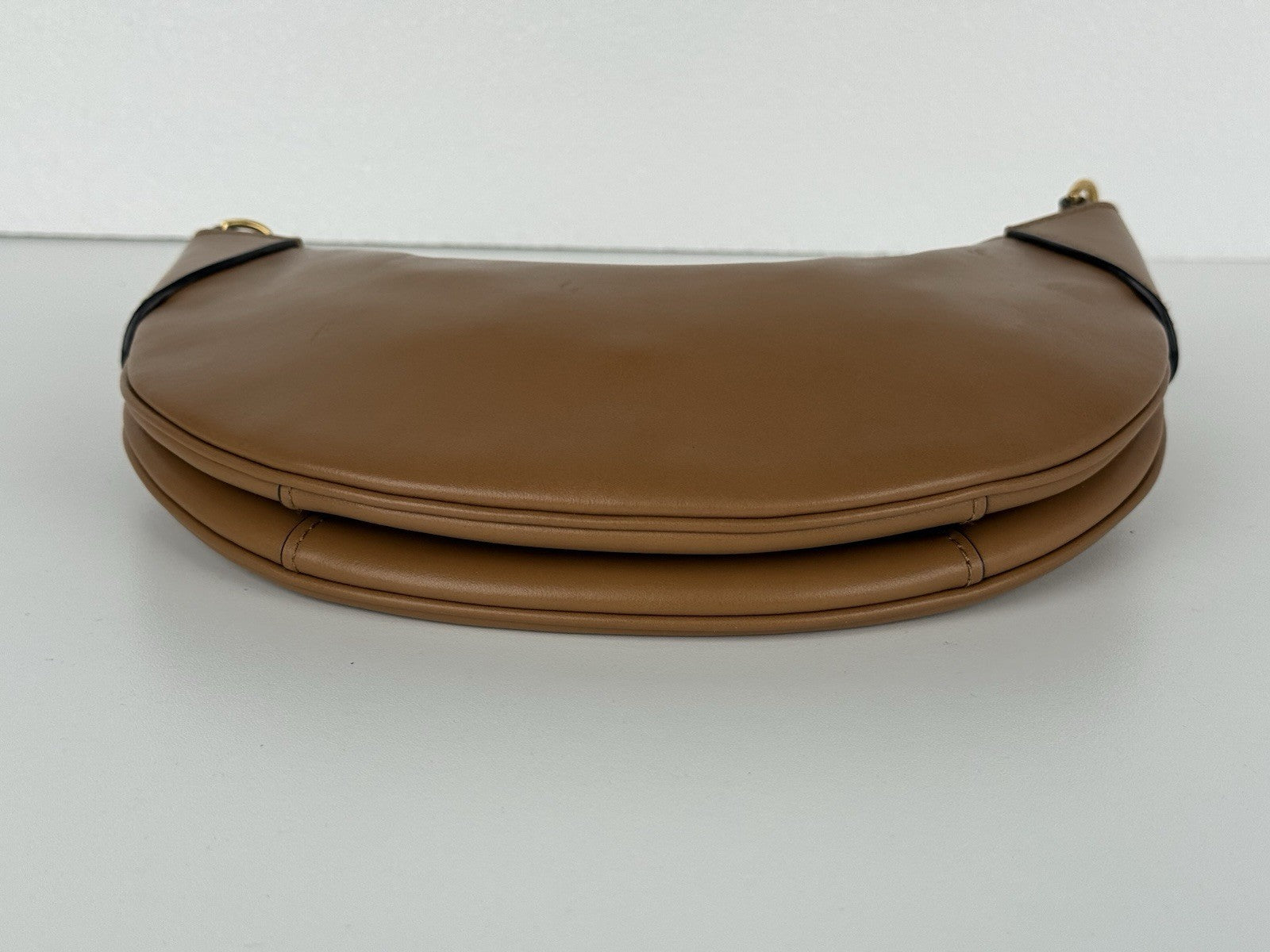 POLO RALPH LAUREN Shoulder Bag Half Moon Shaped Leather Brown