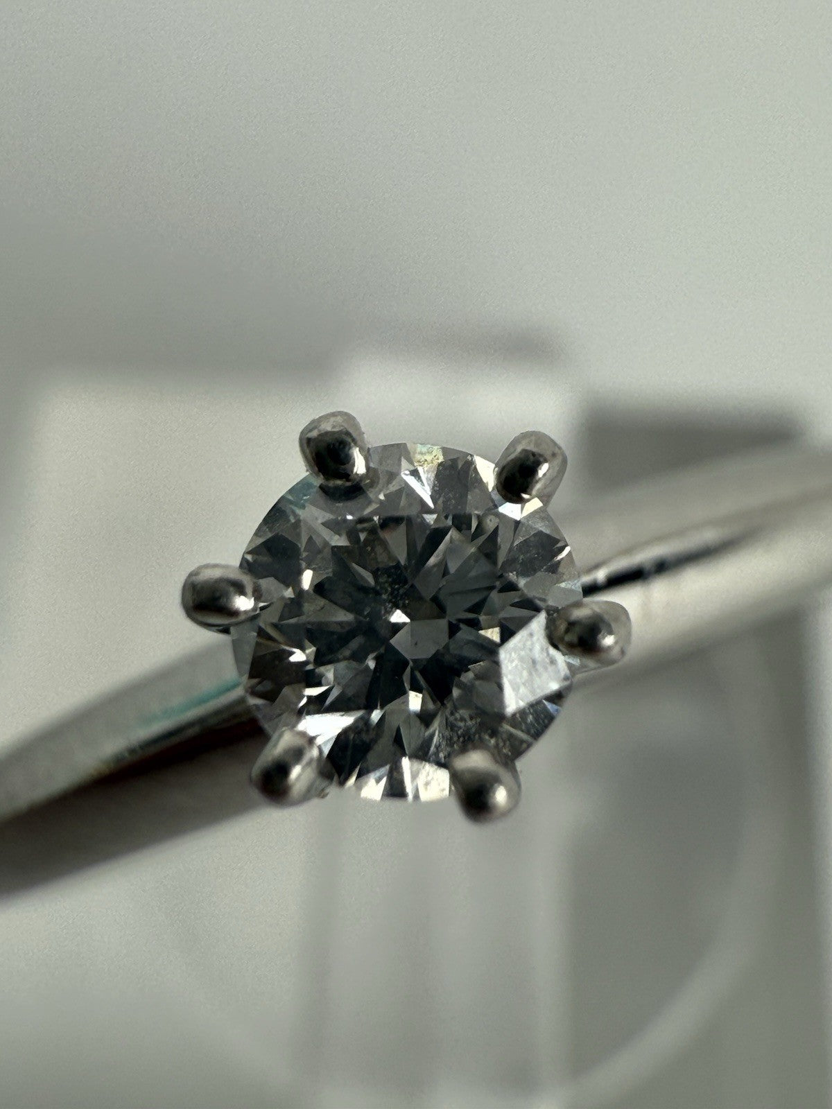 Tiffany & Co Platinum Diamond Engagement Ring 0.15 Carat Brilliant Cut Size 4.75