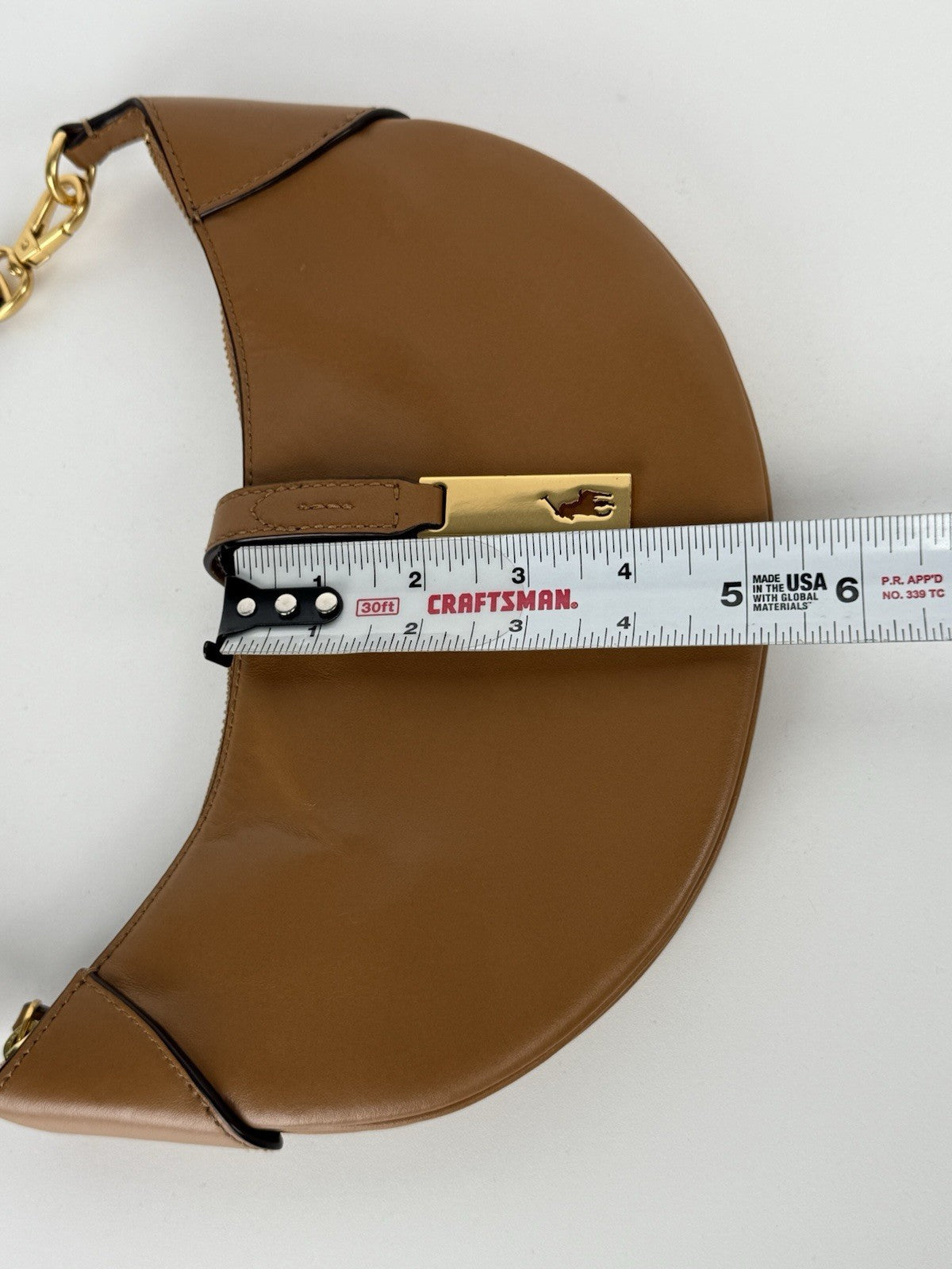 POLO RALPH LAUREN Shoulder Bag Half Moon Shaped Leather Brown