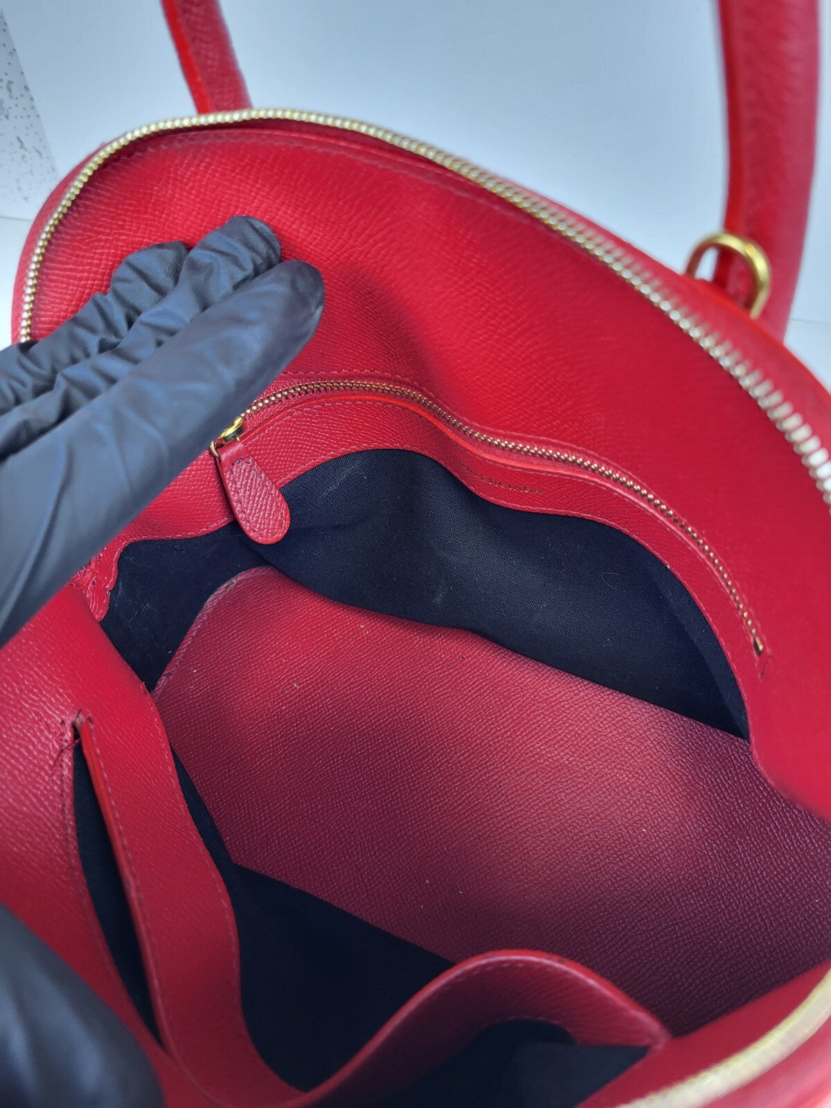 BALENCIAGA Ville Bag Red Grained Leather  Top Handles Bag