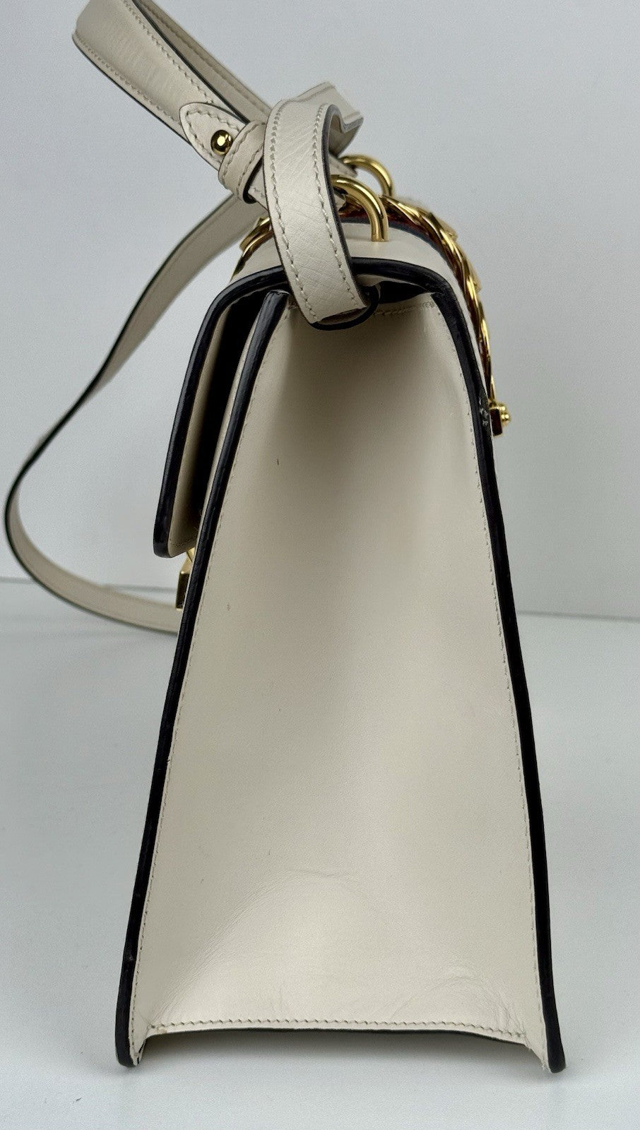 Gucci White Leather Calfskin Leather Vintage Web Sylvie Shoulder Bag