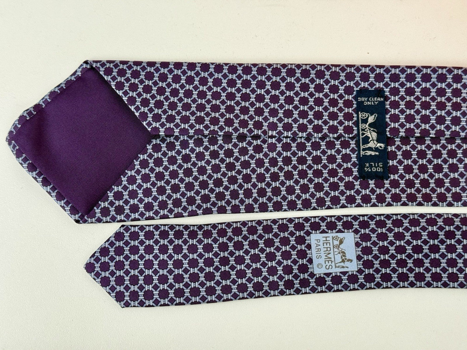 Hermes Tie - 100% Silk - Penguin - Blue