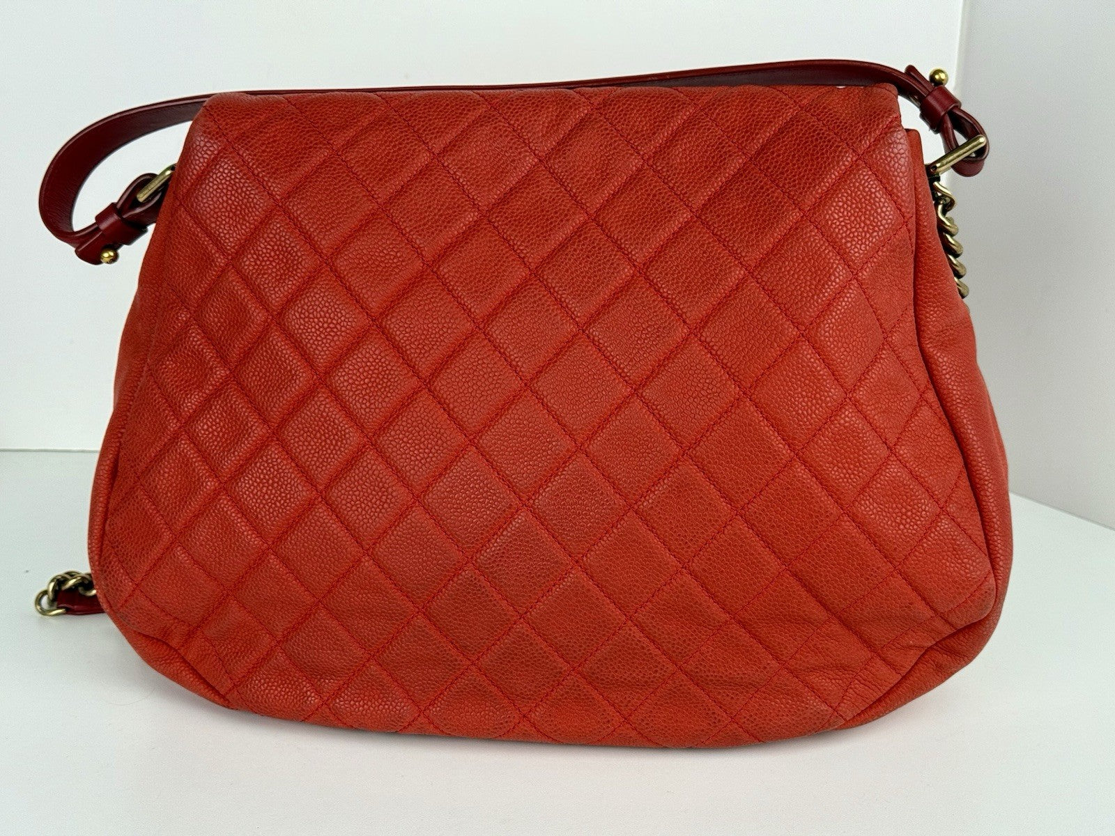 Chanel Caviar Leather Shoulder Bag Country Chic Red Leather