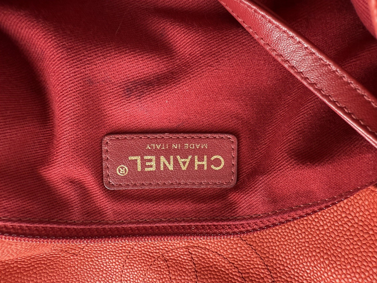 Chanel Caviar Leather Shoulder Bag Country Chic Red Leather