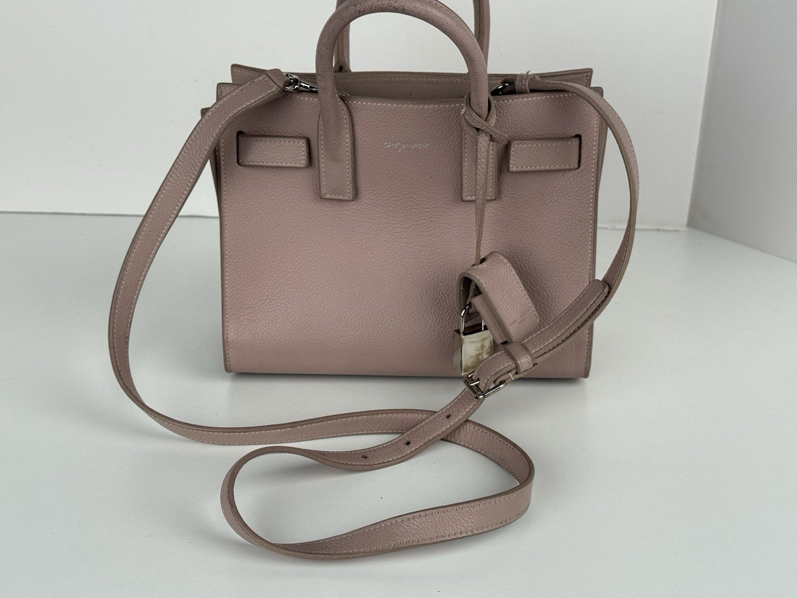 SAINT LAURENT  Calfskin Leather Sac De Jour Rose