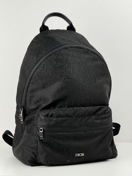 Dior x Shawn Stussy Rider Backpack Embroidered Nylon Black