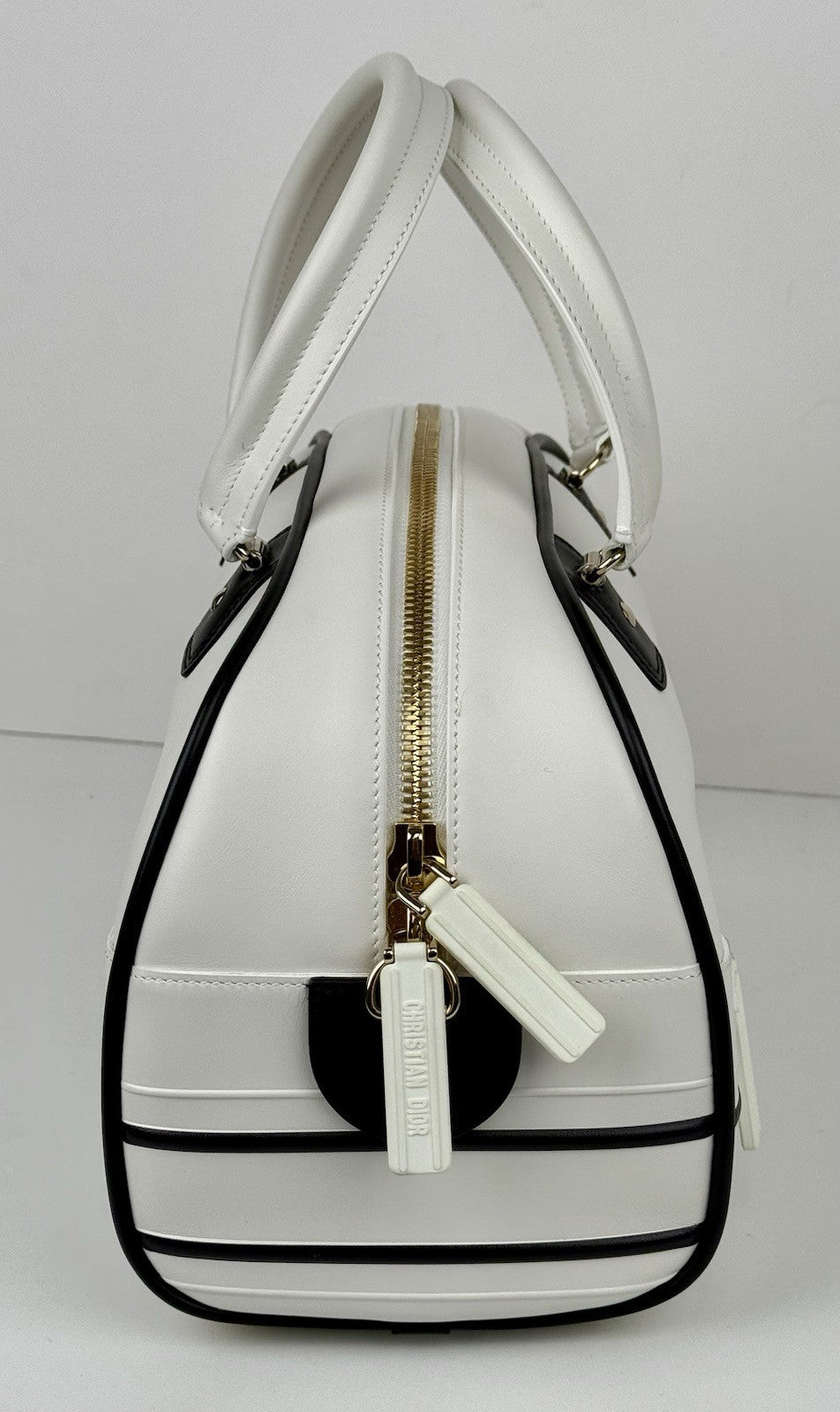 DIOR VIBE ZIP BOWLING Bag White Leather