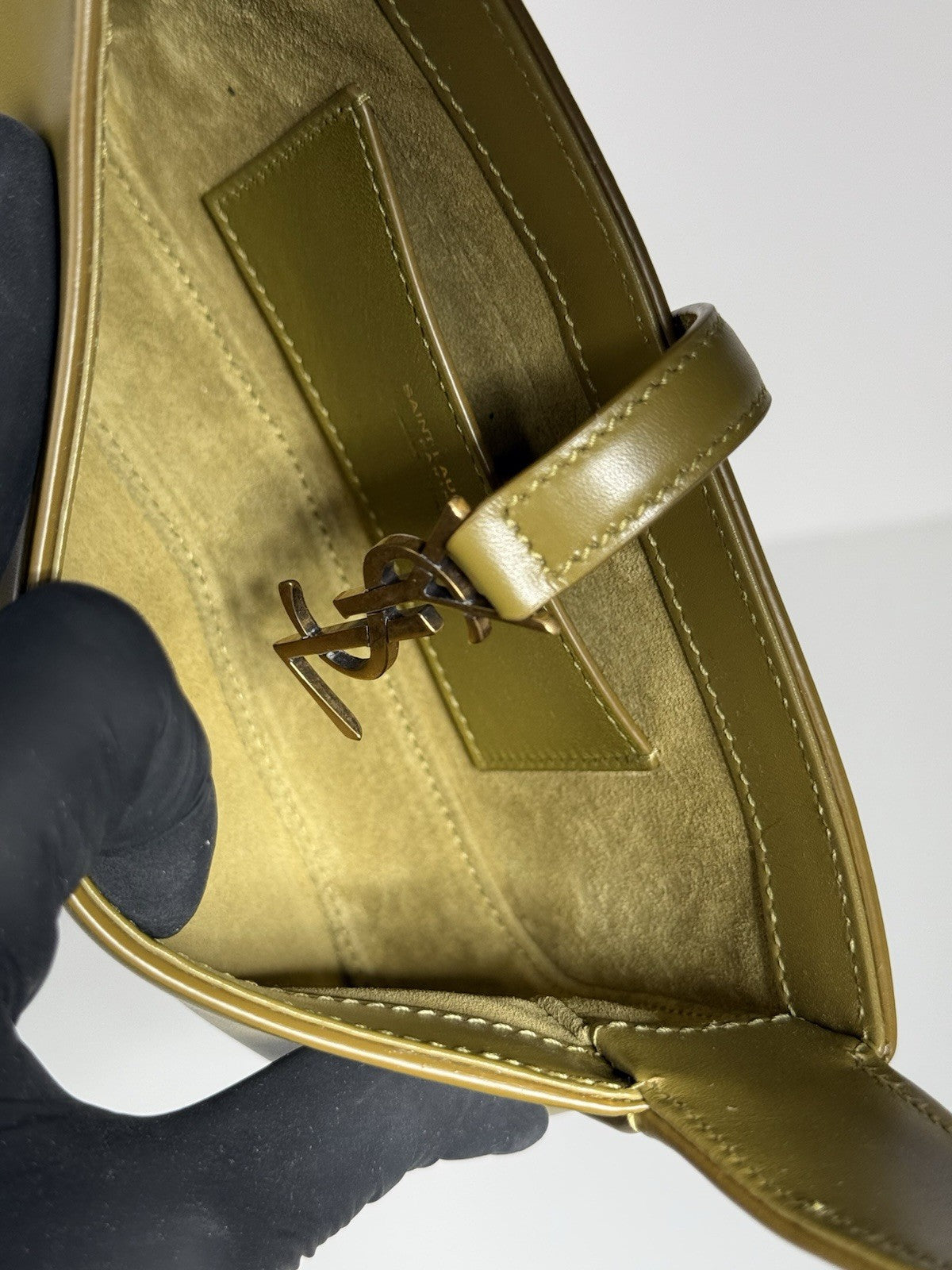 Saint Laurent Olive Smooth Calfskin Mini Le 5 À 7 Hobo