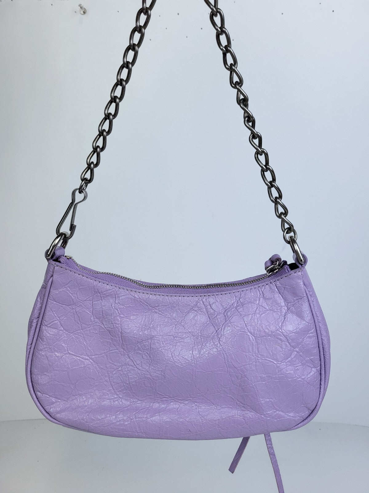 Balenciaga Le Cagole Mini Lilac Leather Chain Crossbody Bag