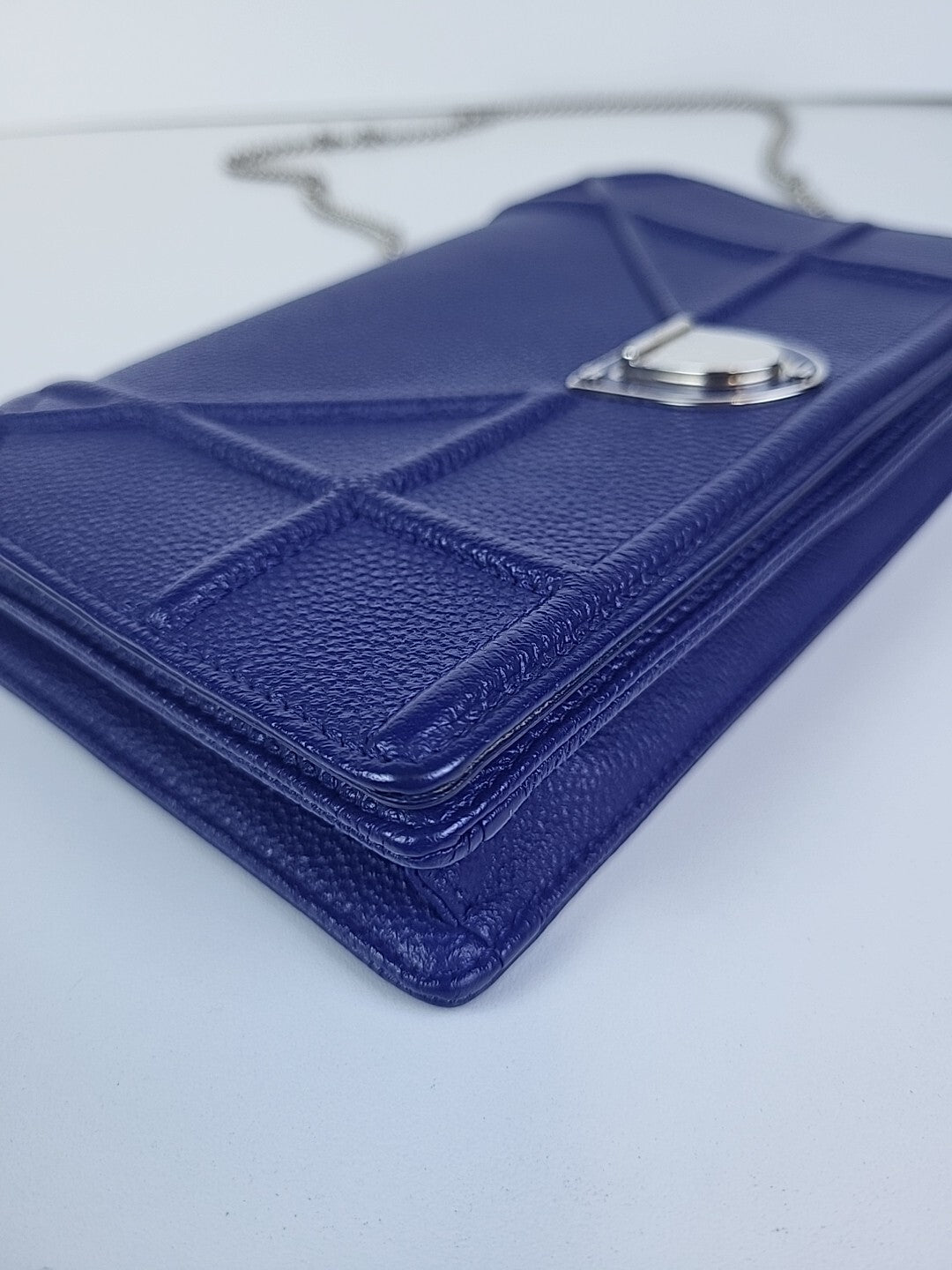 Christian Dior Diorama Wallet on Chain Blue Leather