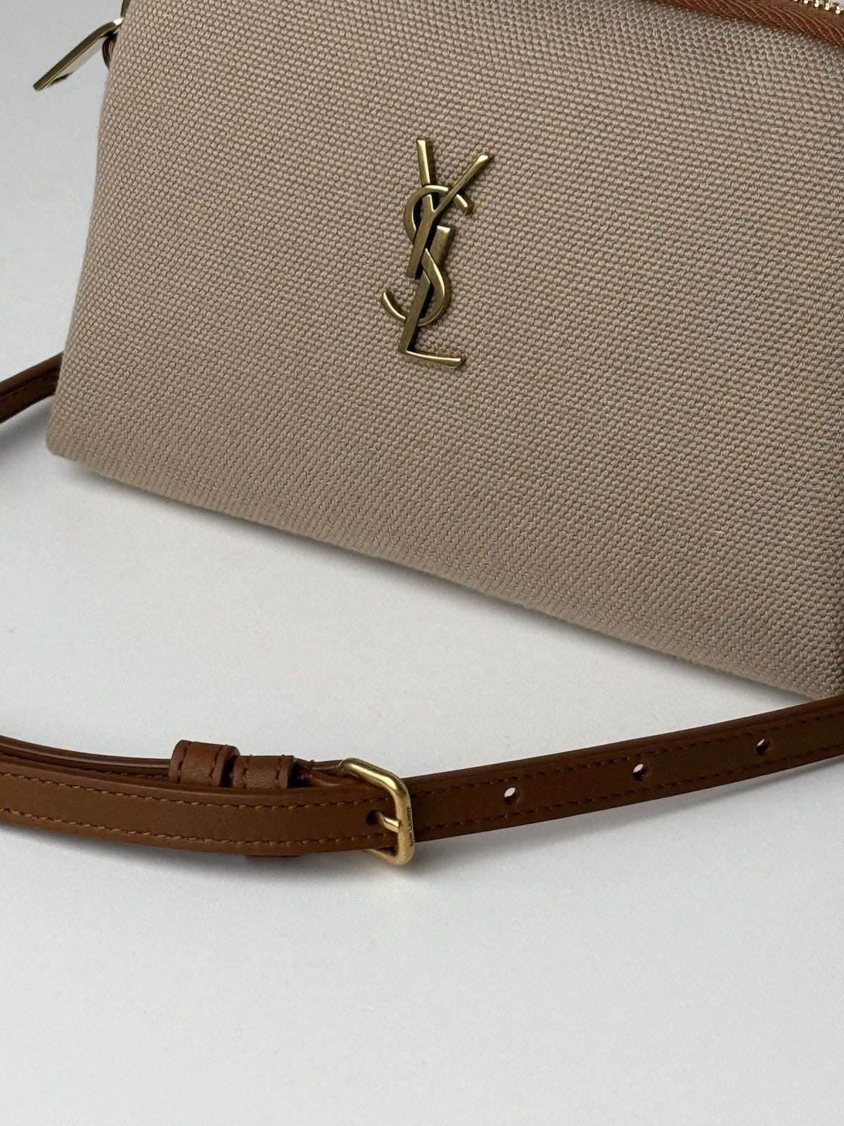 Saint Laurent Lambskin Quilted Gaby Zipped Crossbody Bag Brown