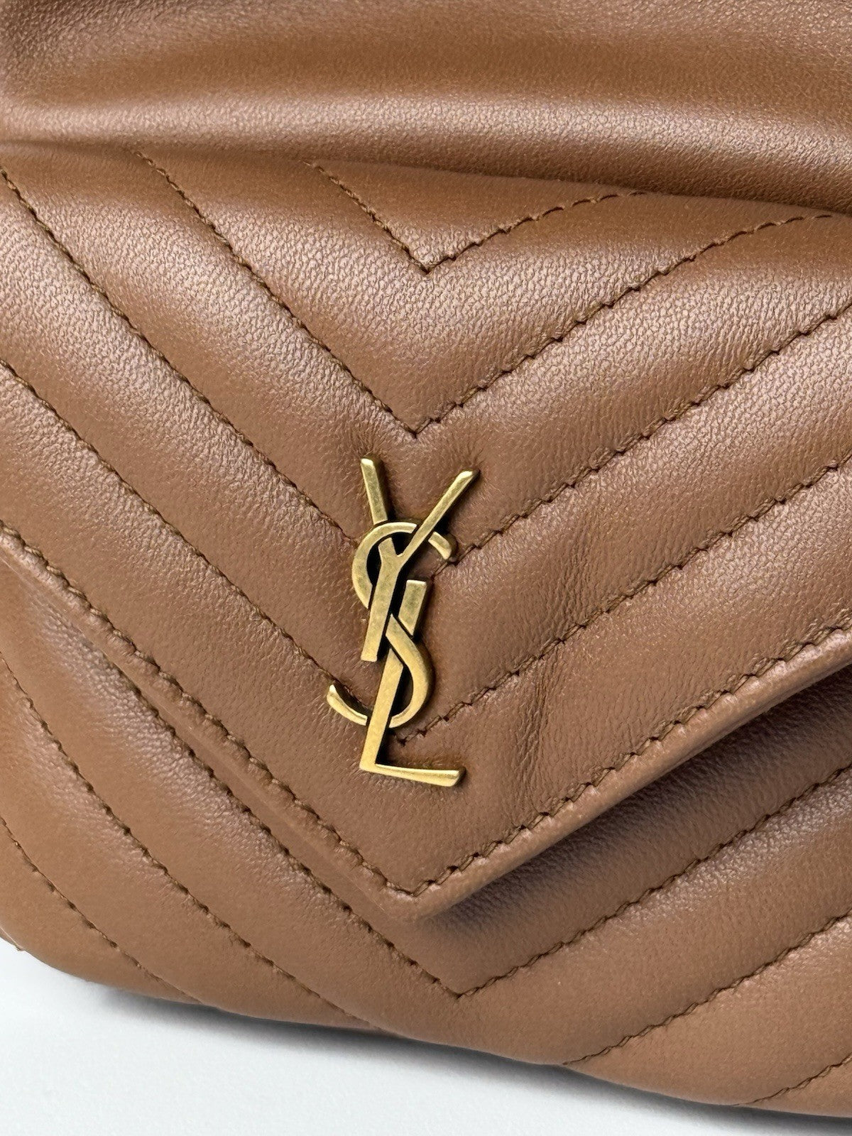 Saint Laurent Joe Nano Quilted Bucket Bag Brown